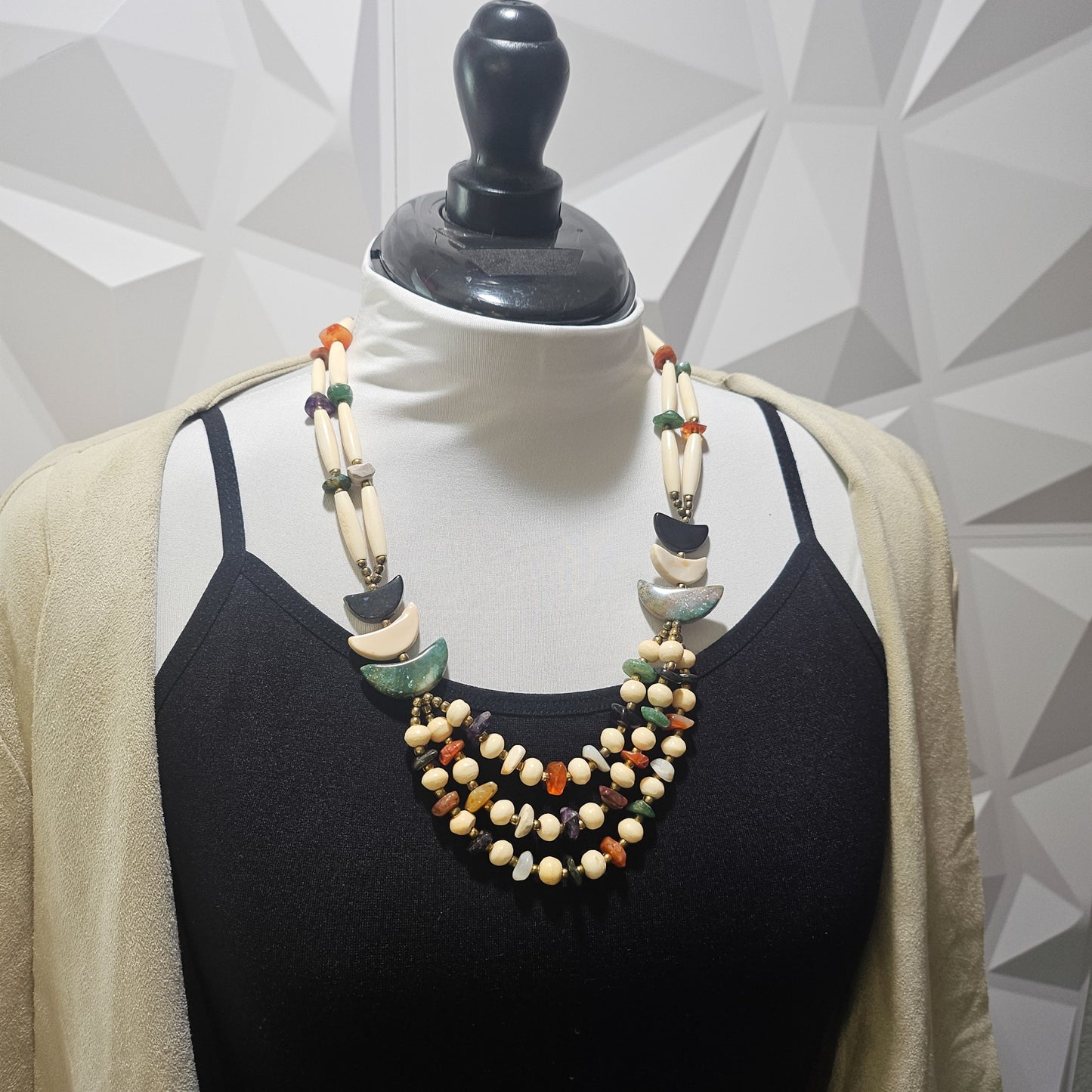 Vintage Southwestern-Style Multistrand Necklace | Gemstone Statement Jewelry