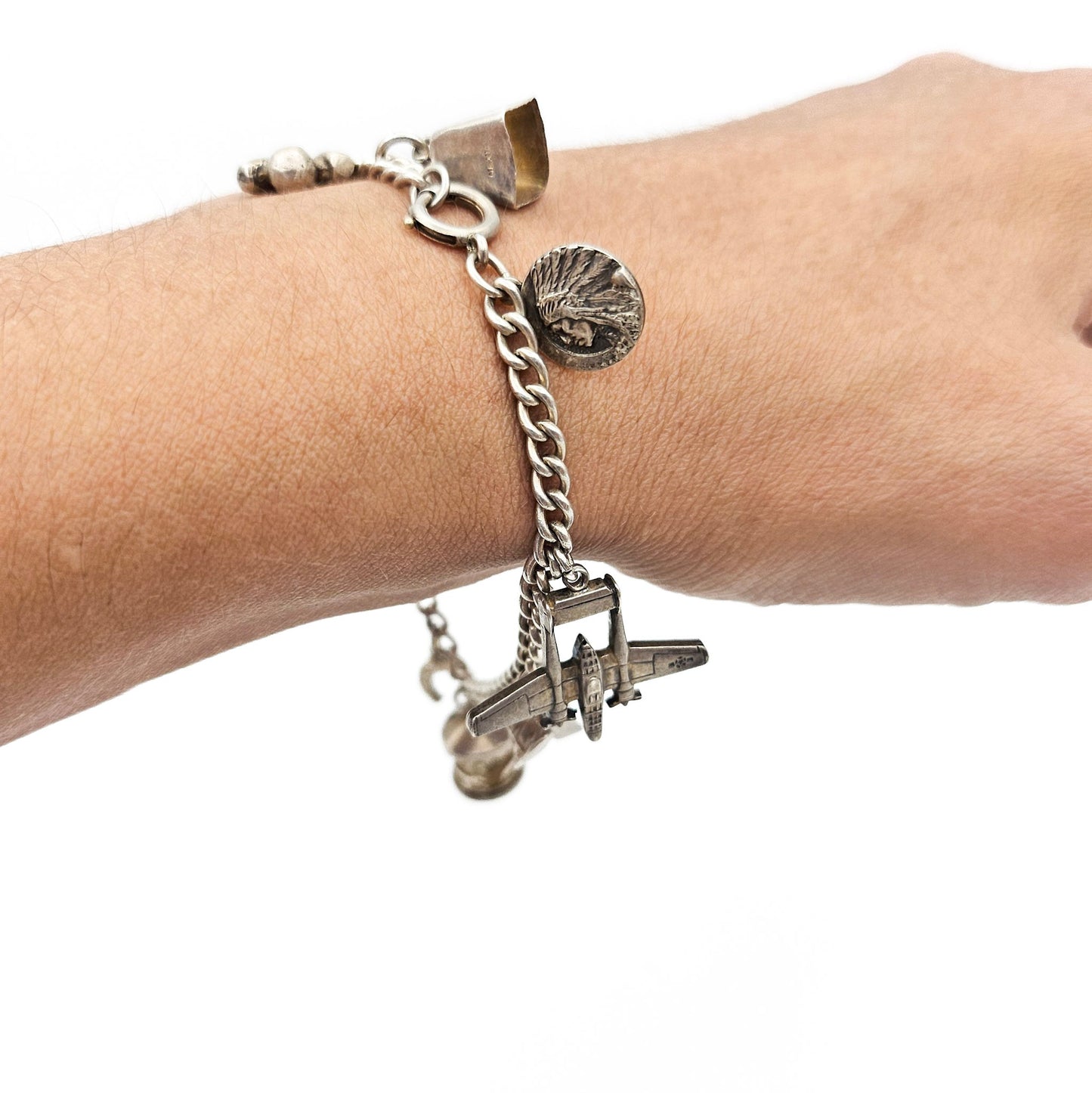 Vintage Charm Bracelet with Sterling Silver Charms | Travel & Novelty Jewelry