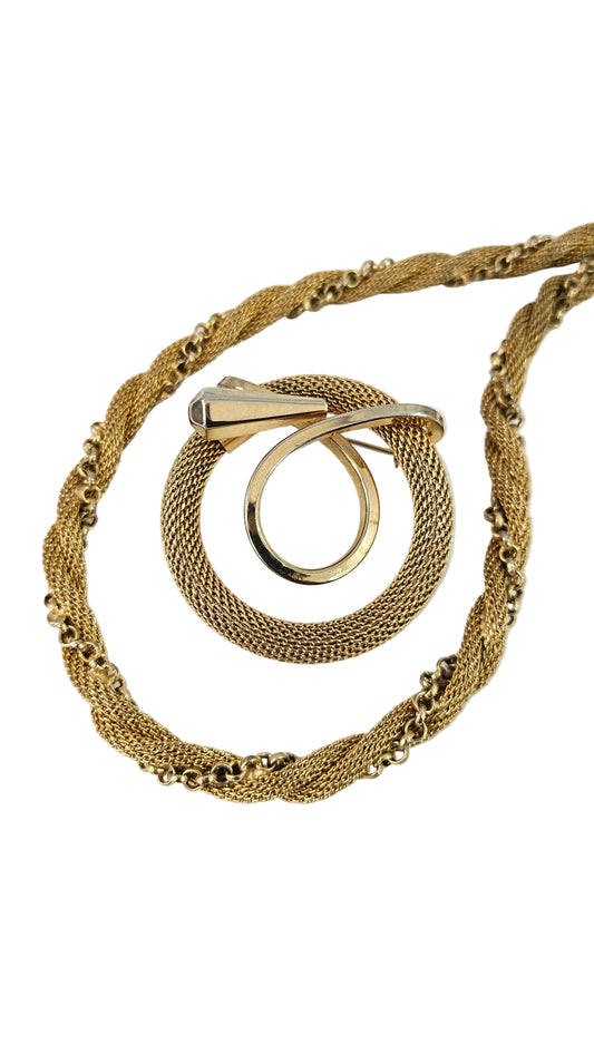Kramer Signed Necklace & Brooch Set - jewelry set detail