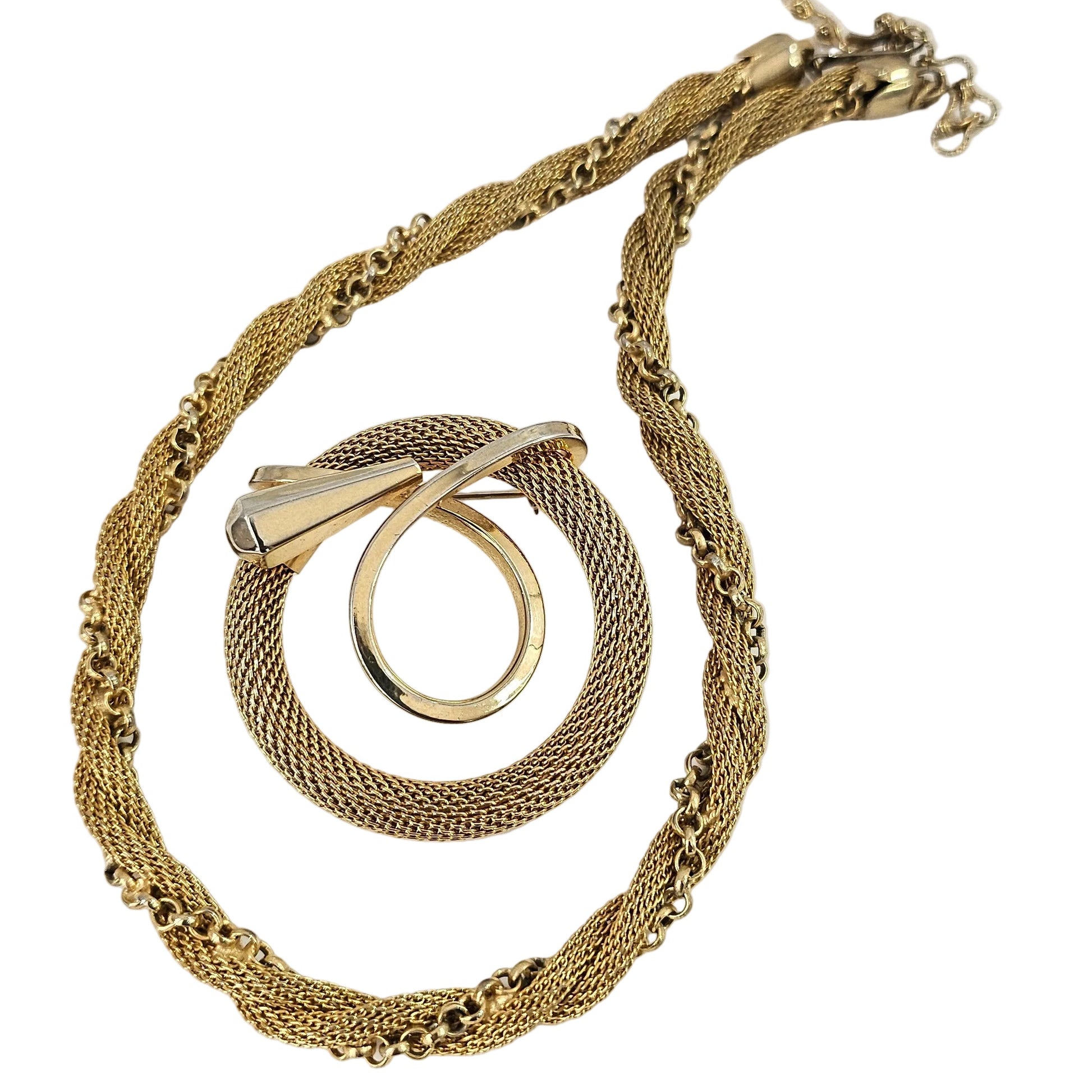 Kramer Signed Necklace & Brooch Set - jewelry set detail