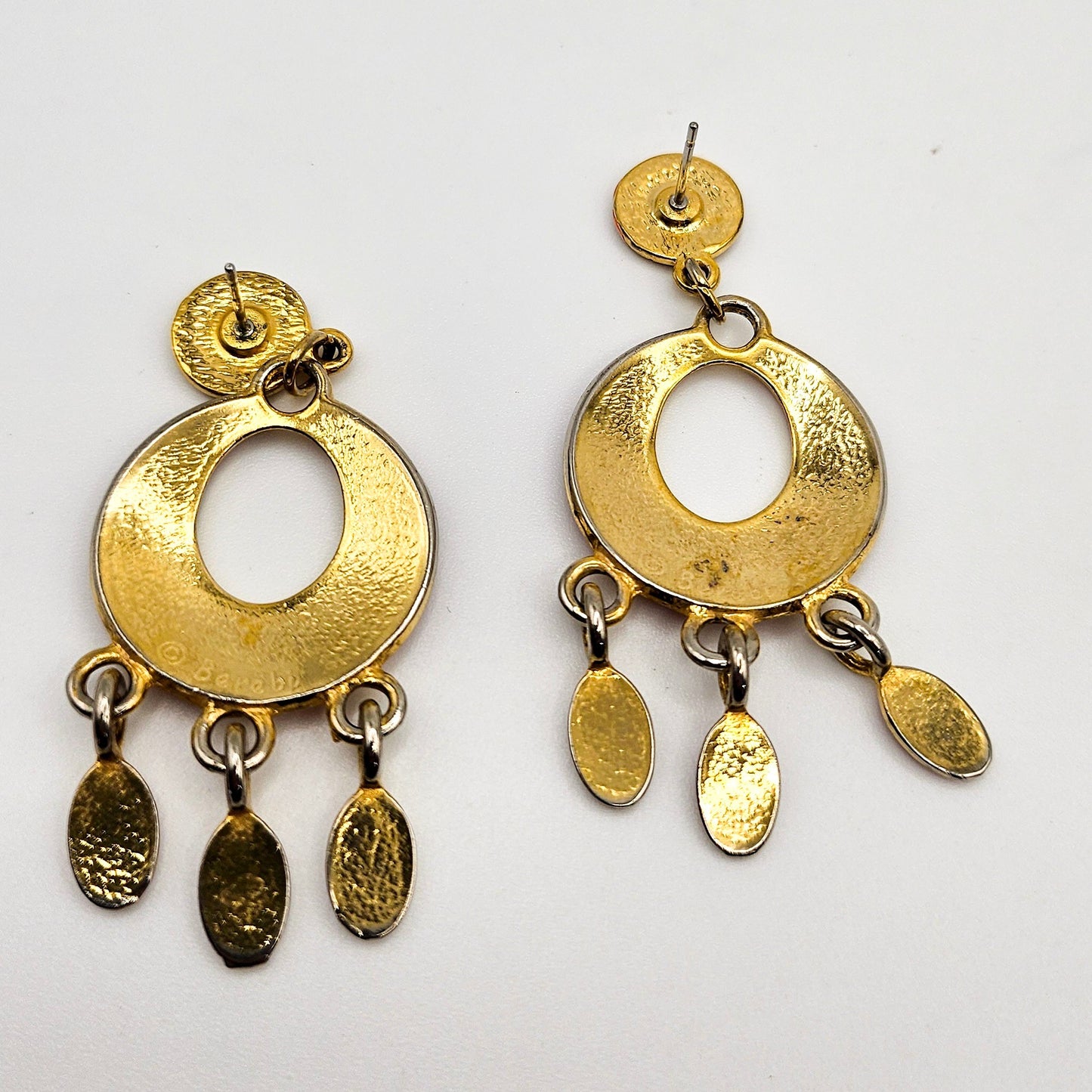 Red Berebi Signed Enamel Dangle Earrings - earrings detail