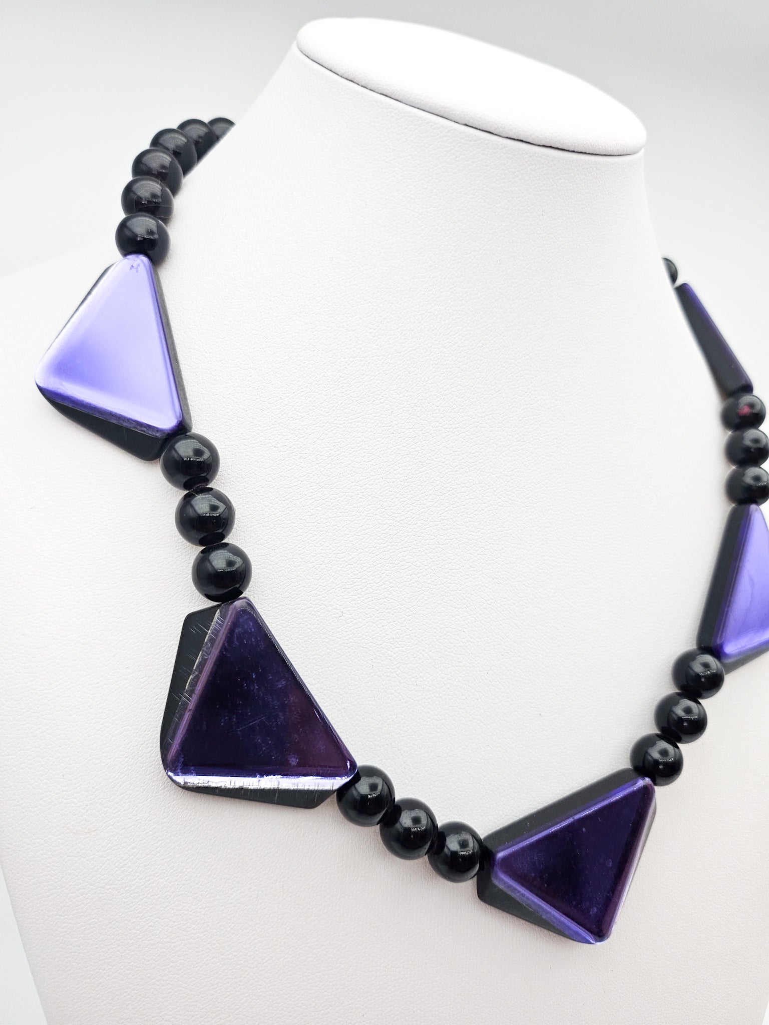 Vintage 1980s Purple Metallic Beaded Statement Necklace - 1980s / Postmodern vintage jewelry
