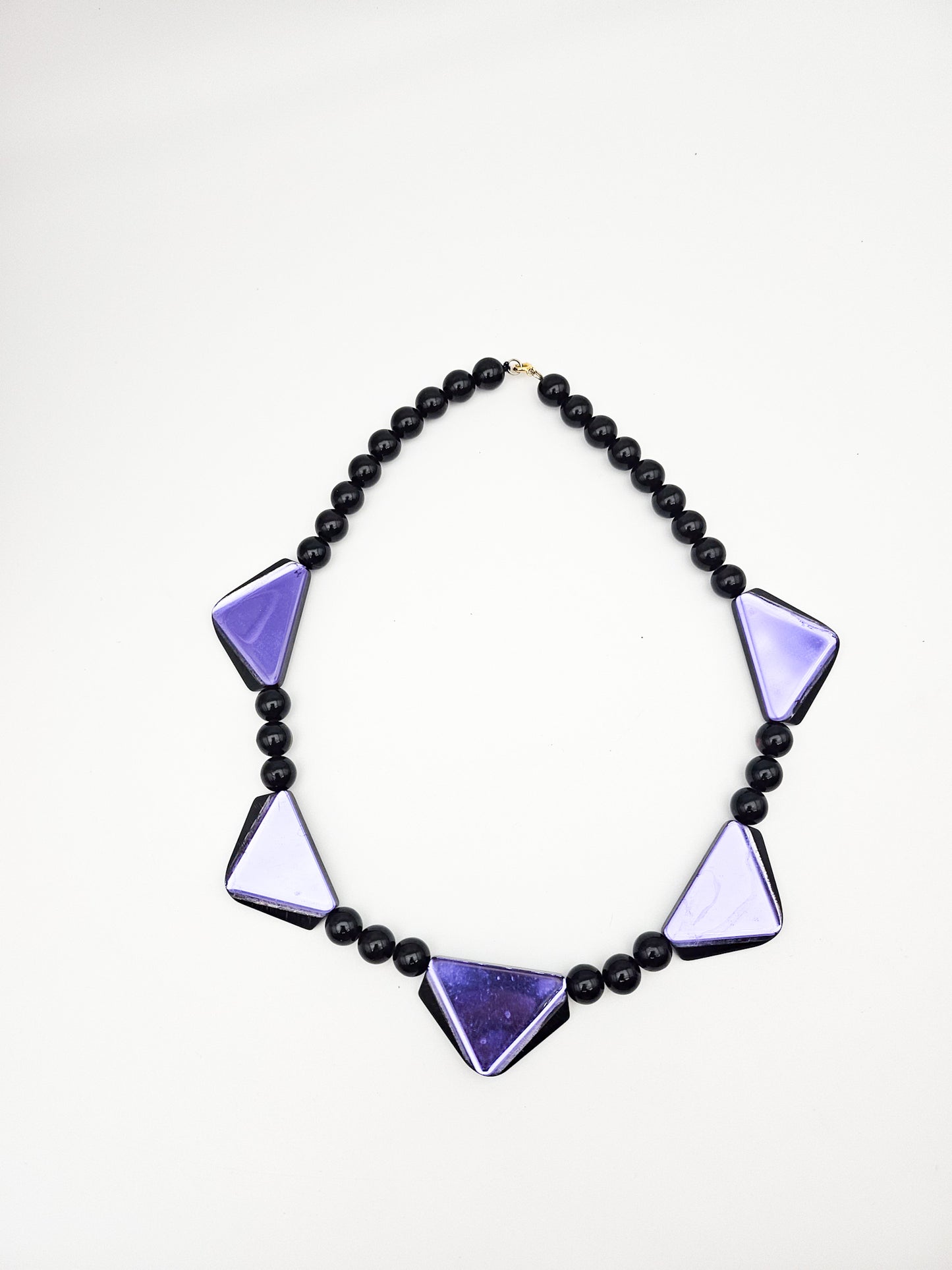 Vintage 1980s Purple Metallic Beaded Statement Necklace - necklace detail