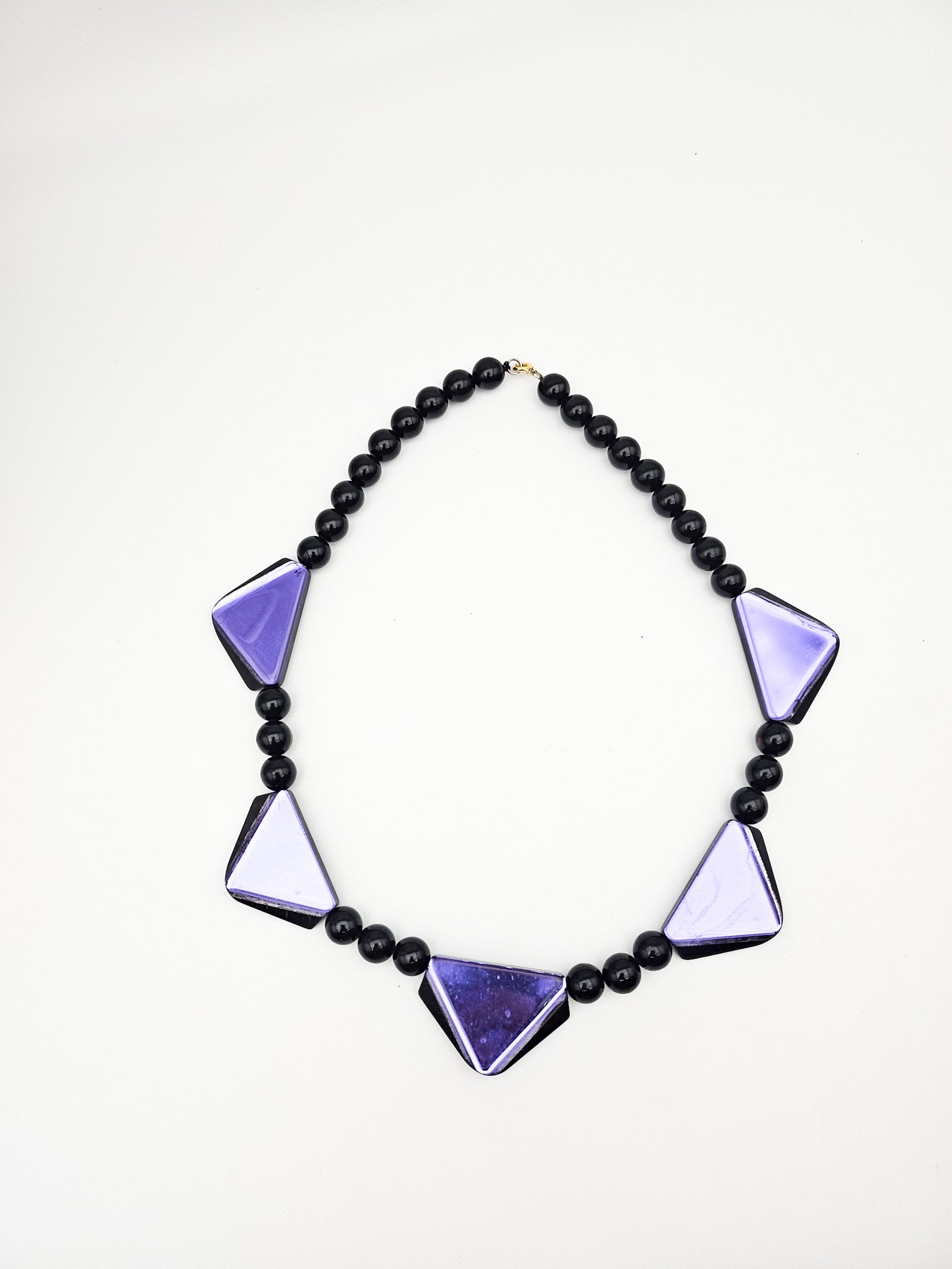 Vintage 1980s Purple Metallic Beaded Statement Necklace - necklace detail