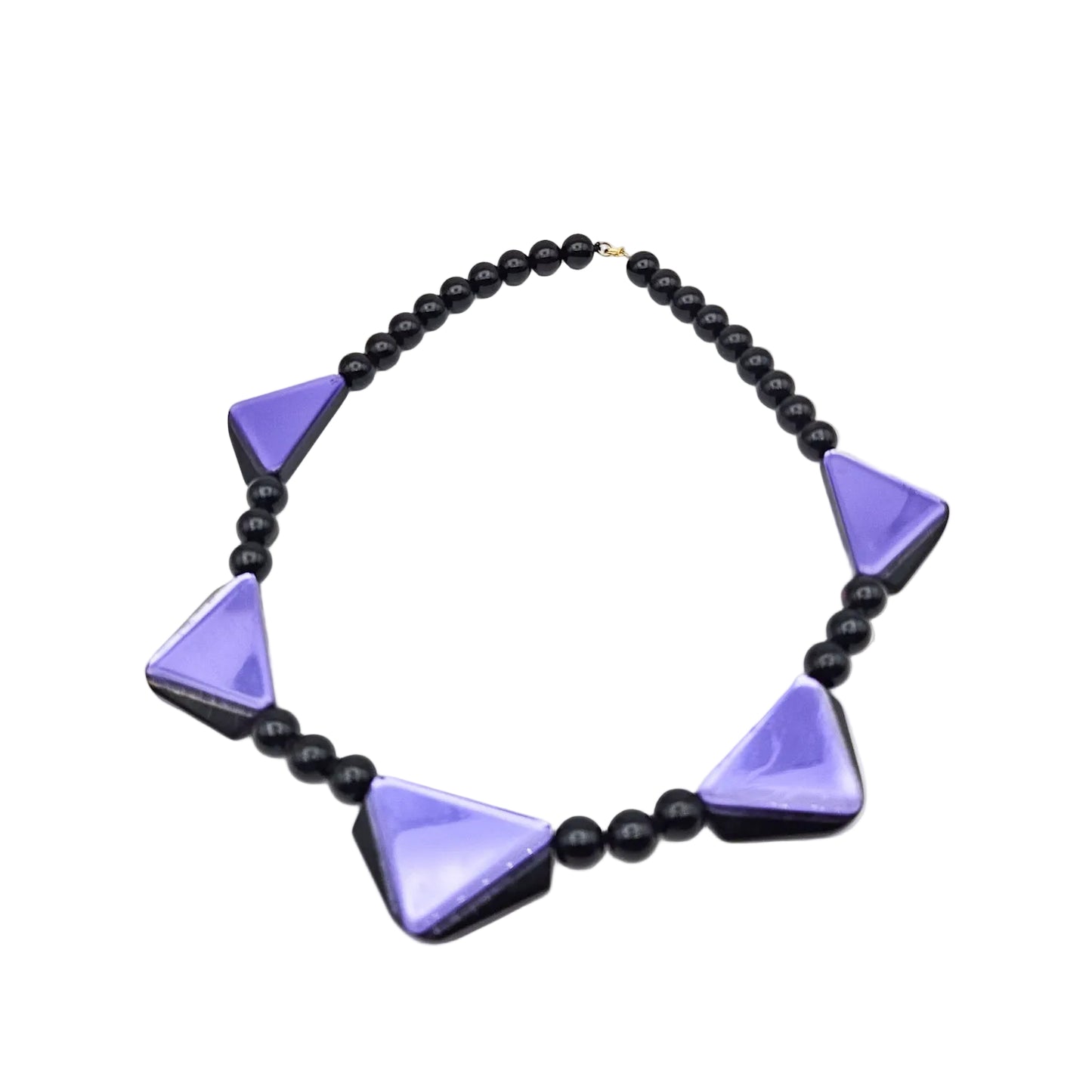 Vintage 1980s Purple Metallic Beaded Statement Necklace - necklace detail