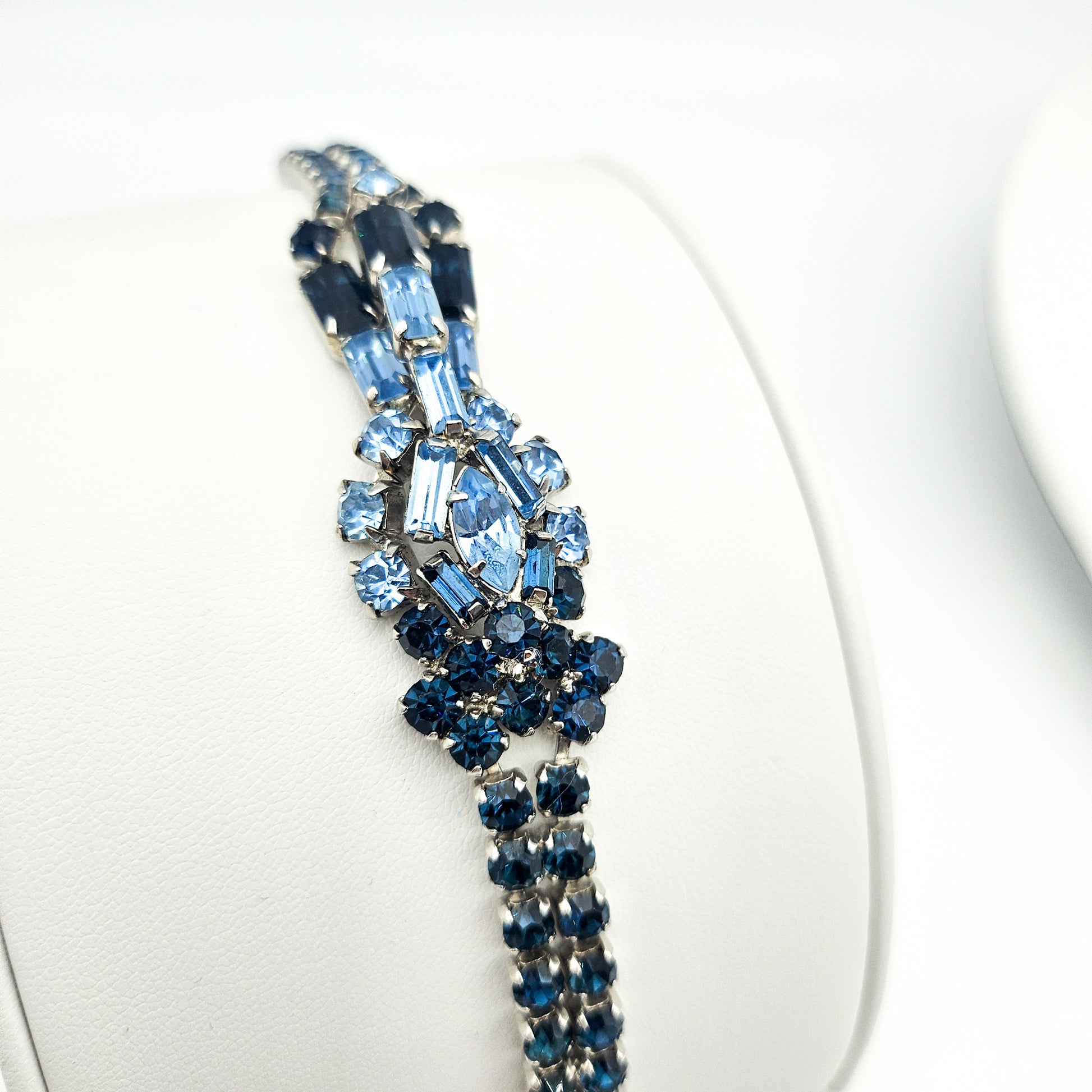 Vintage Designer Blue Rhinestone Demi-Parure | Necklace, Bracelet & Earrings Set