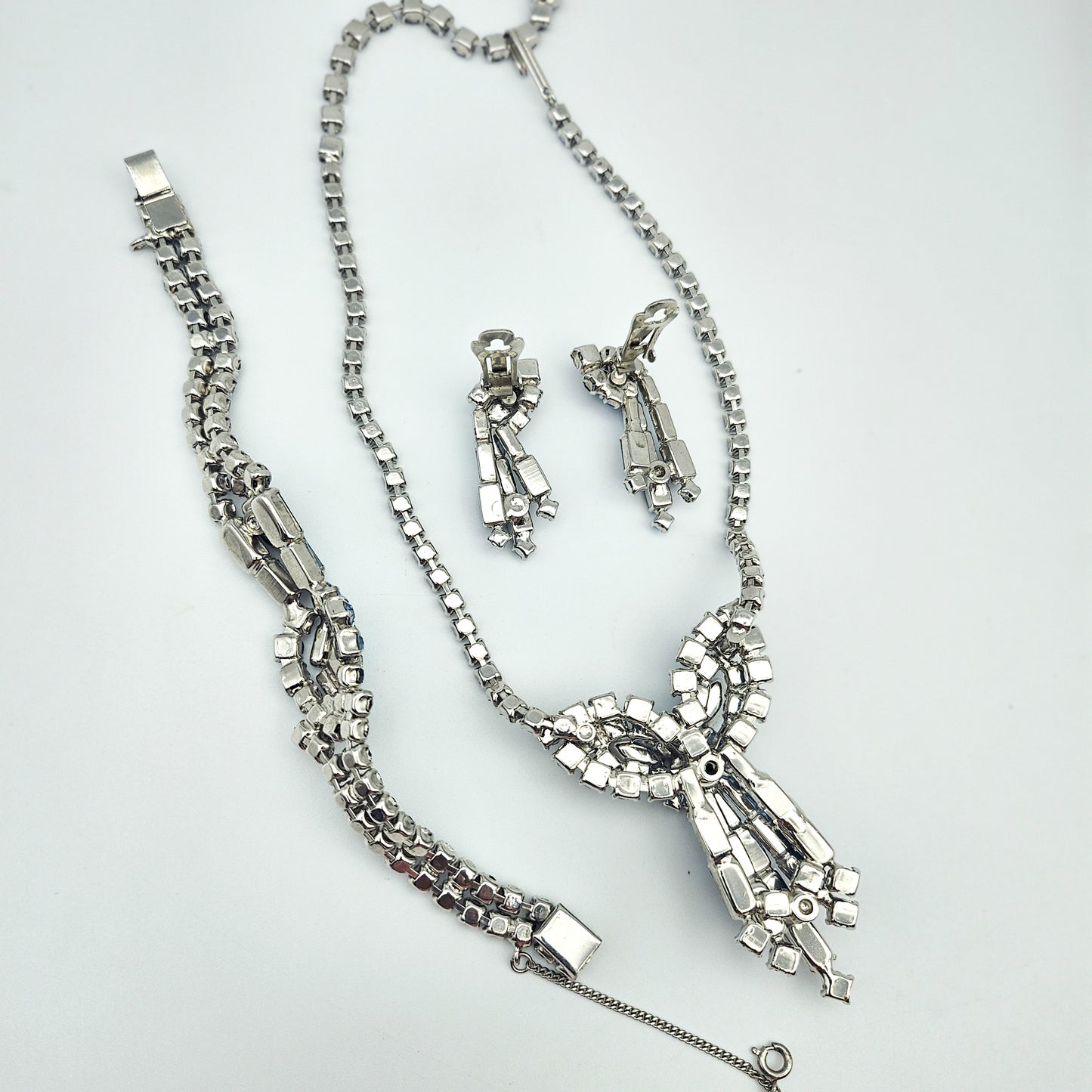Vintage Designer Blue Rhinestone Demi-Parure | Necklace, Bracelet & Earrings Set