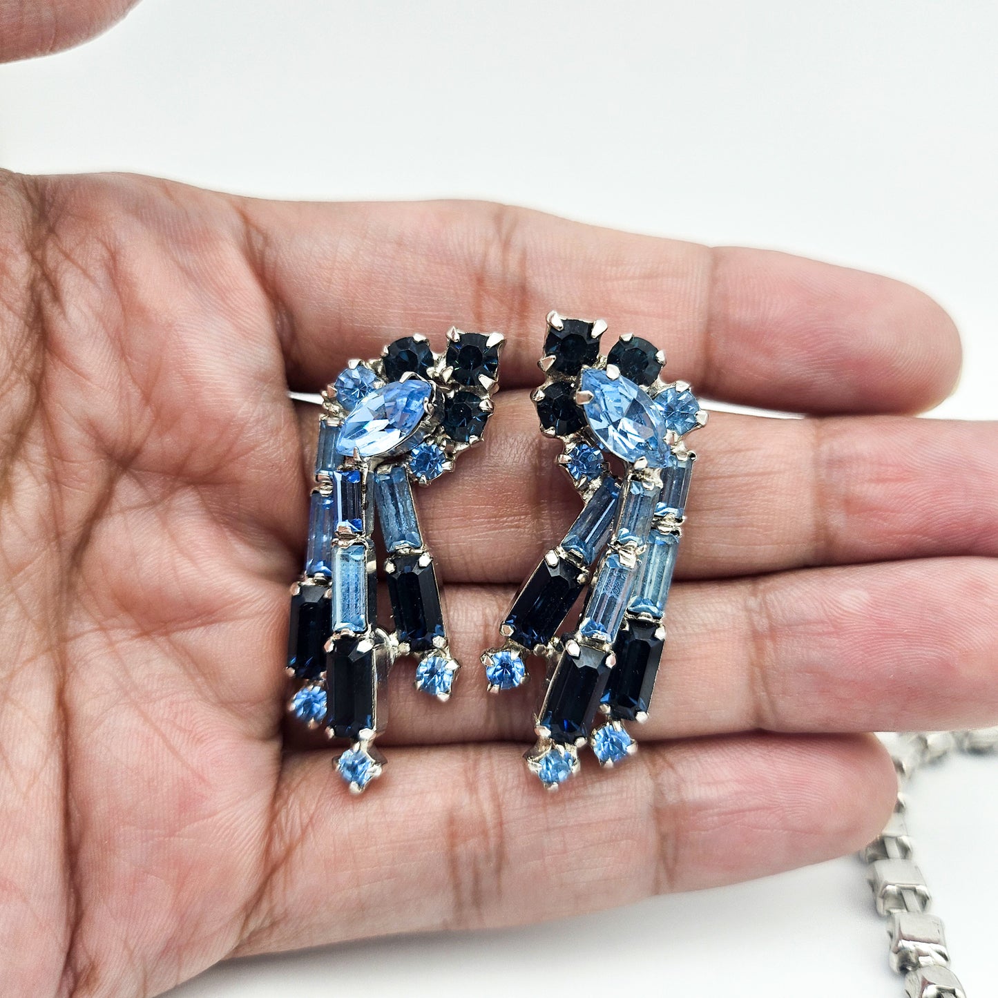 Vintage Designer Blue Rhinestone Demi-Parure | Necklace, Bracelet & Earrings Set