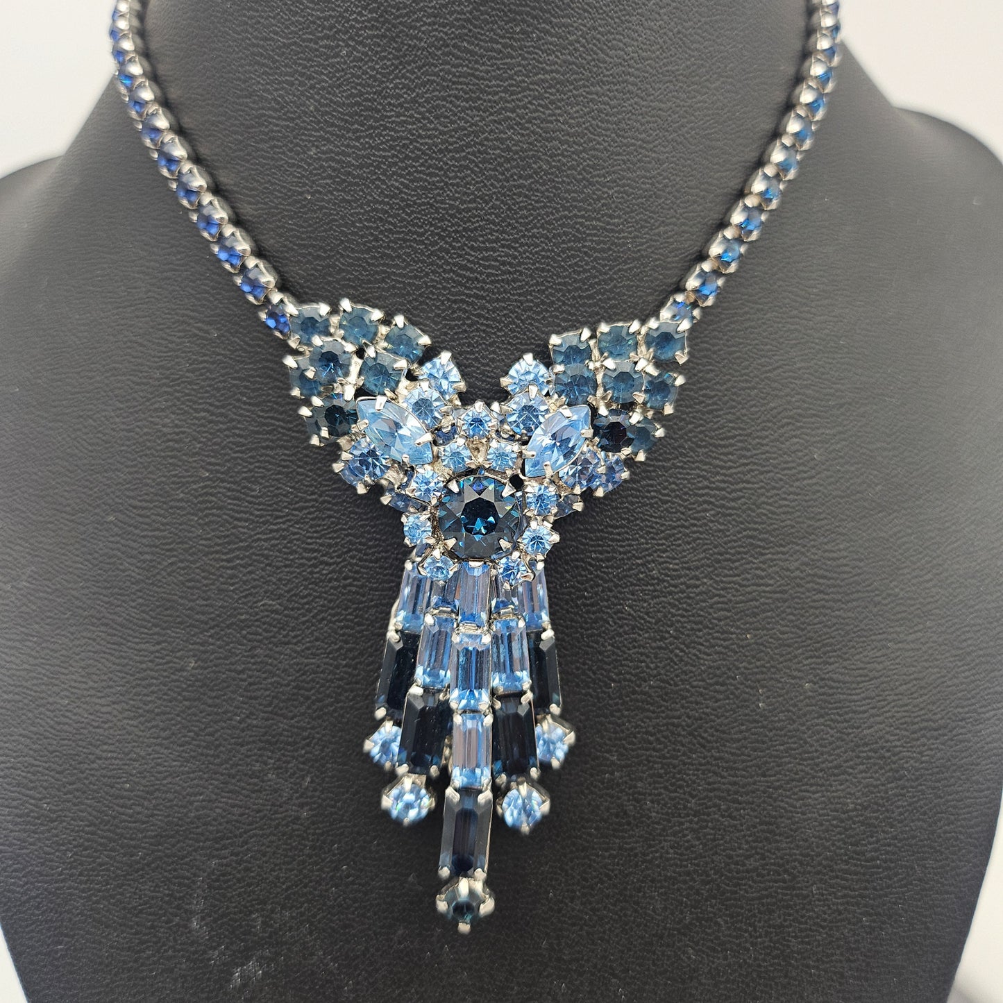 Vintage Designer Blue Rhinestone Demi-Parure | Necklace, Bracelet & Earrings Set