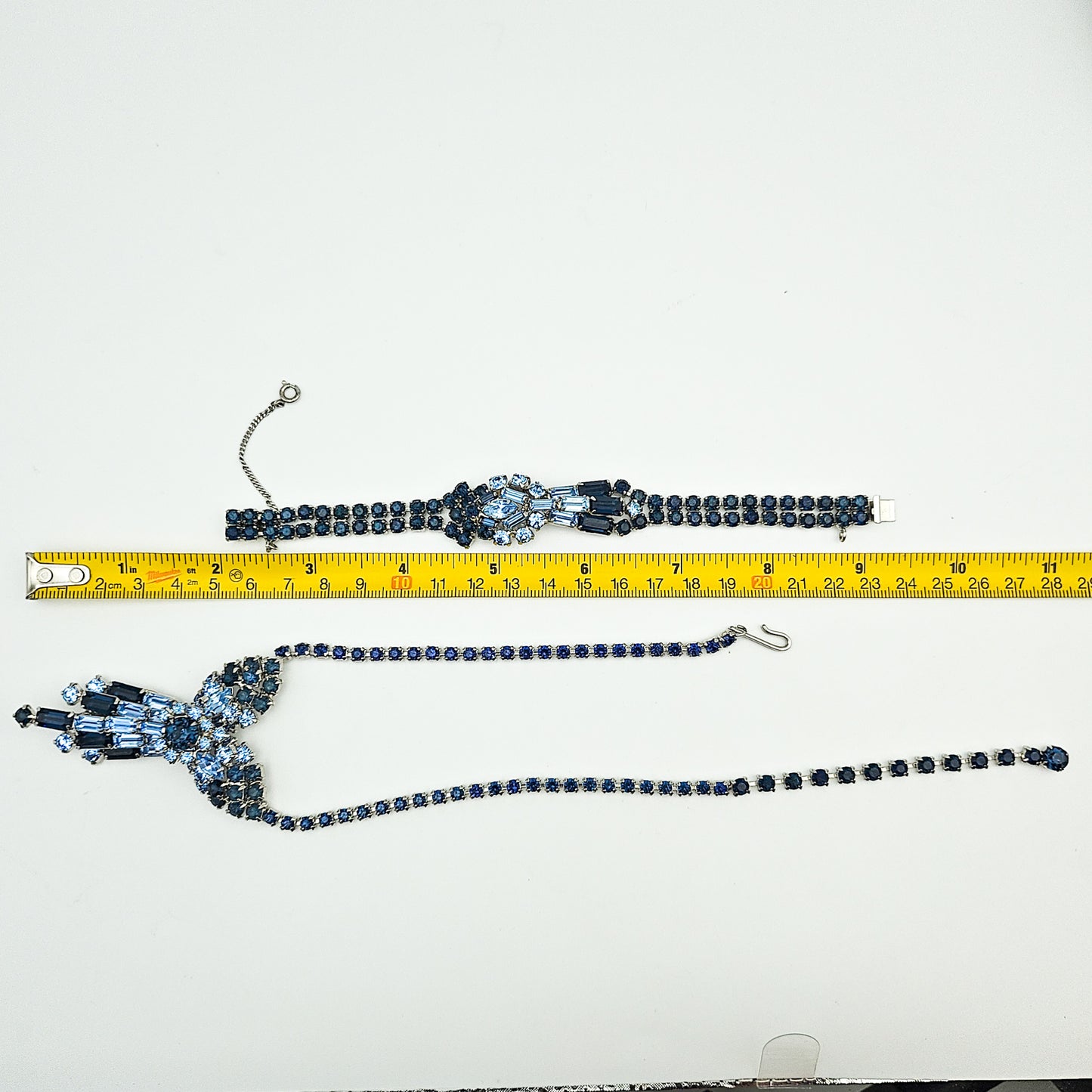 Vintage Designer Blue Rhinestone Demi-Parure | Necklace, Bracelet & Earrings Set
