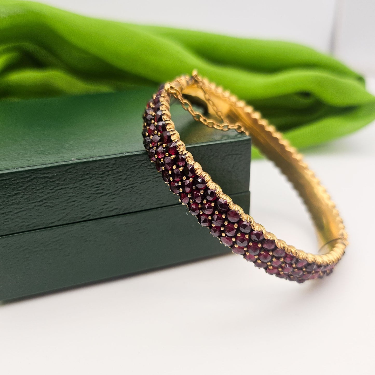 Boho Three-Row Garnet-Colored Bracelet | Vintage Estate Statement Jewelry