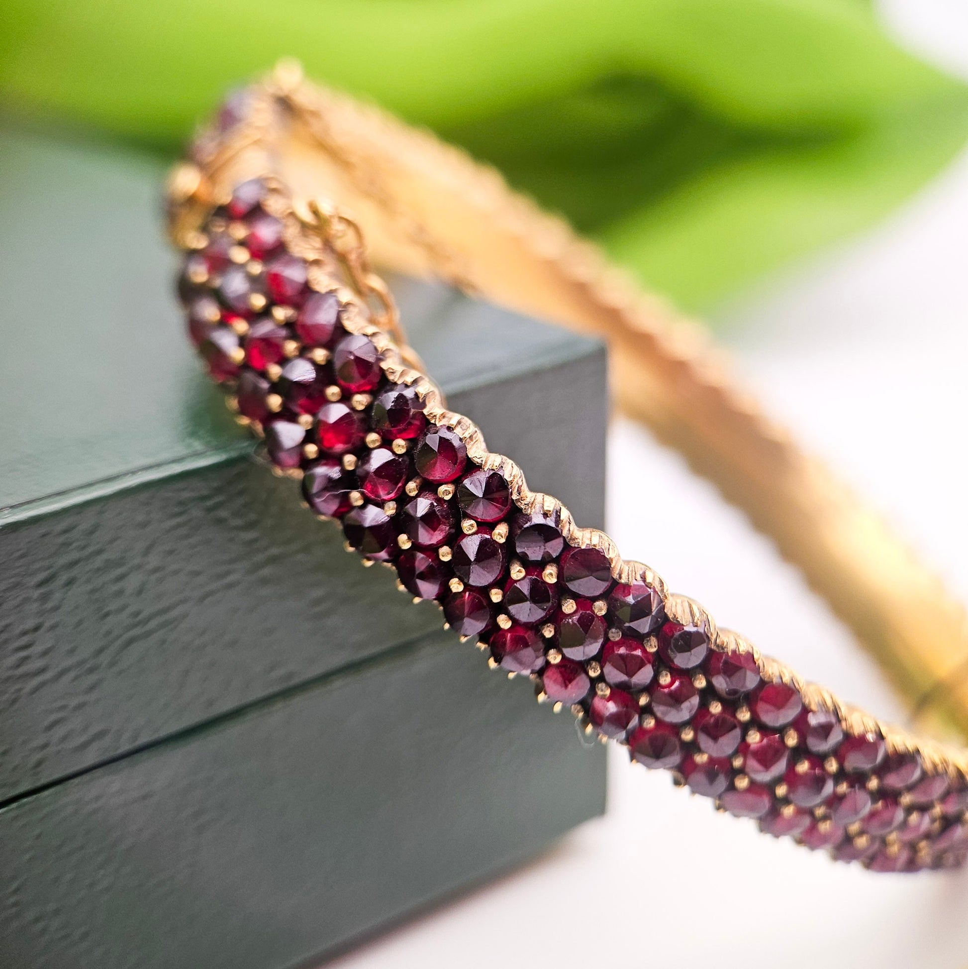 Bohemian Garnet-Colored Three-Row Bracelet | Vintage Estate Statement Jewelry