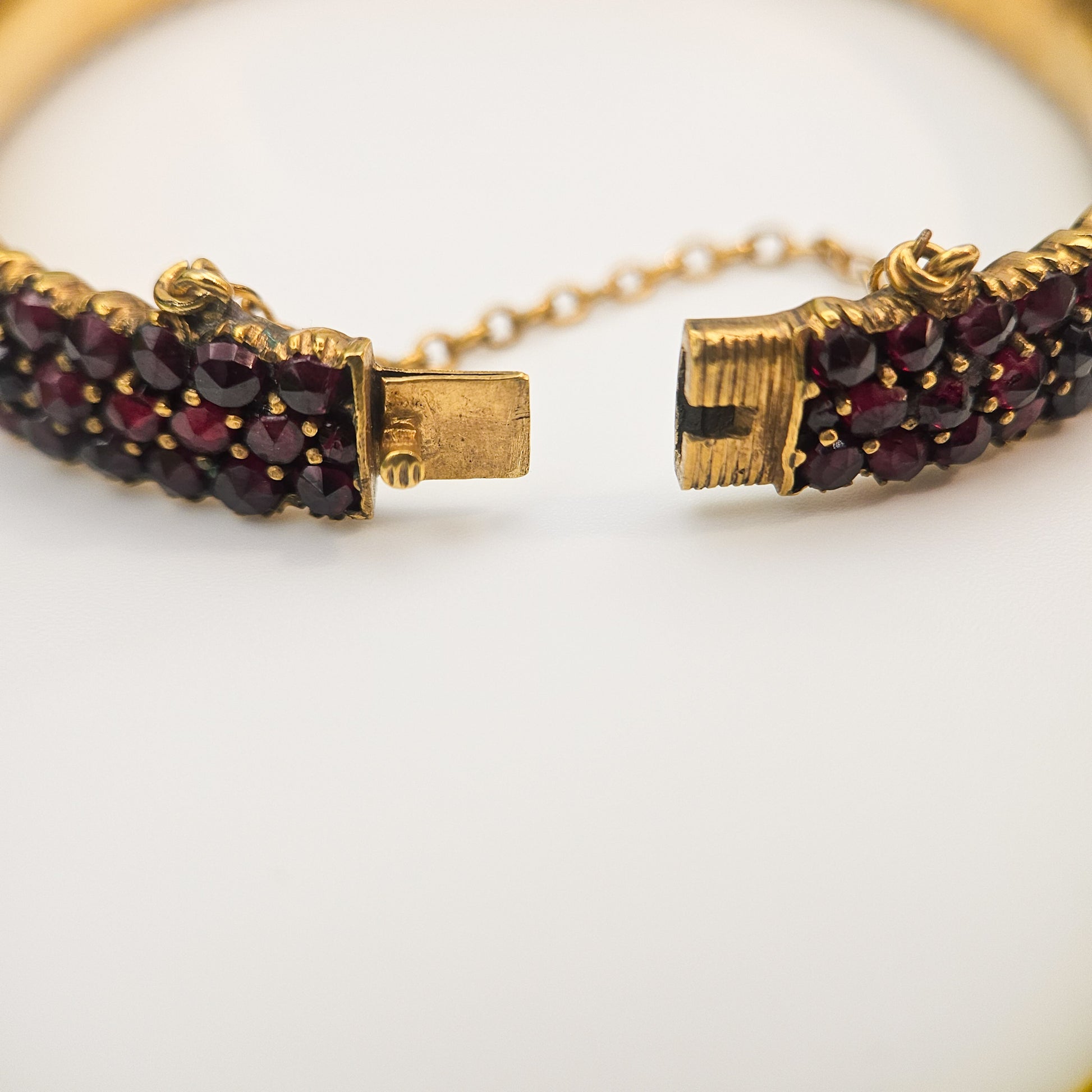 Boho Three-Row Garnet-Colored Bracelet | Vintage Estate Statement Jewelry
