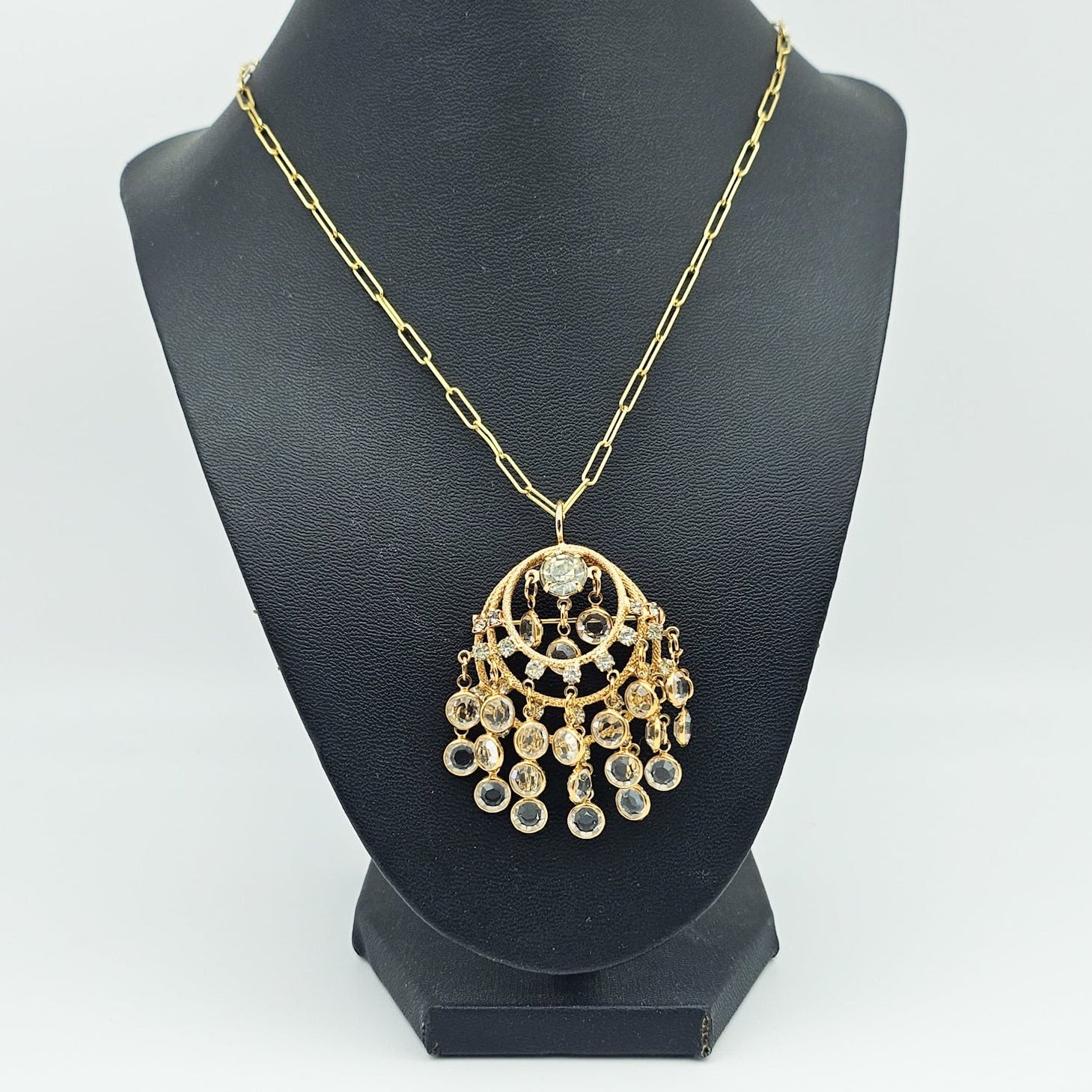 Attributed Juliana White Rhinestone Cha Cha Convertible Pendant Brooch