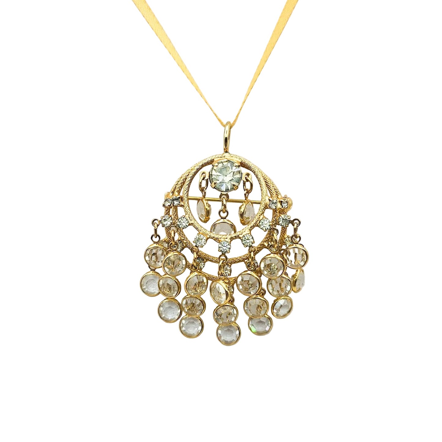 Attributed Juliana White Rhinestone Cha Cha Convertible Pendant Brooch