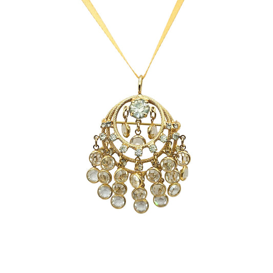 Attributed Juliana White Rhinestone Cha Cha Convertible Pendant Brooch