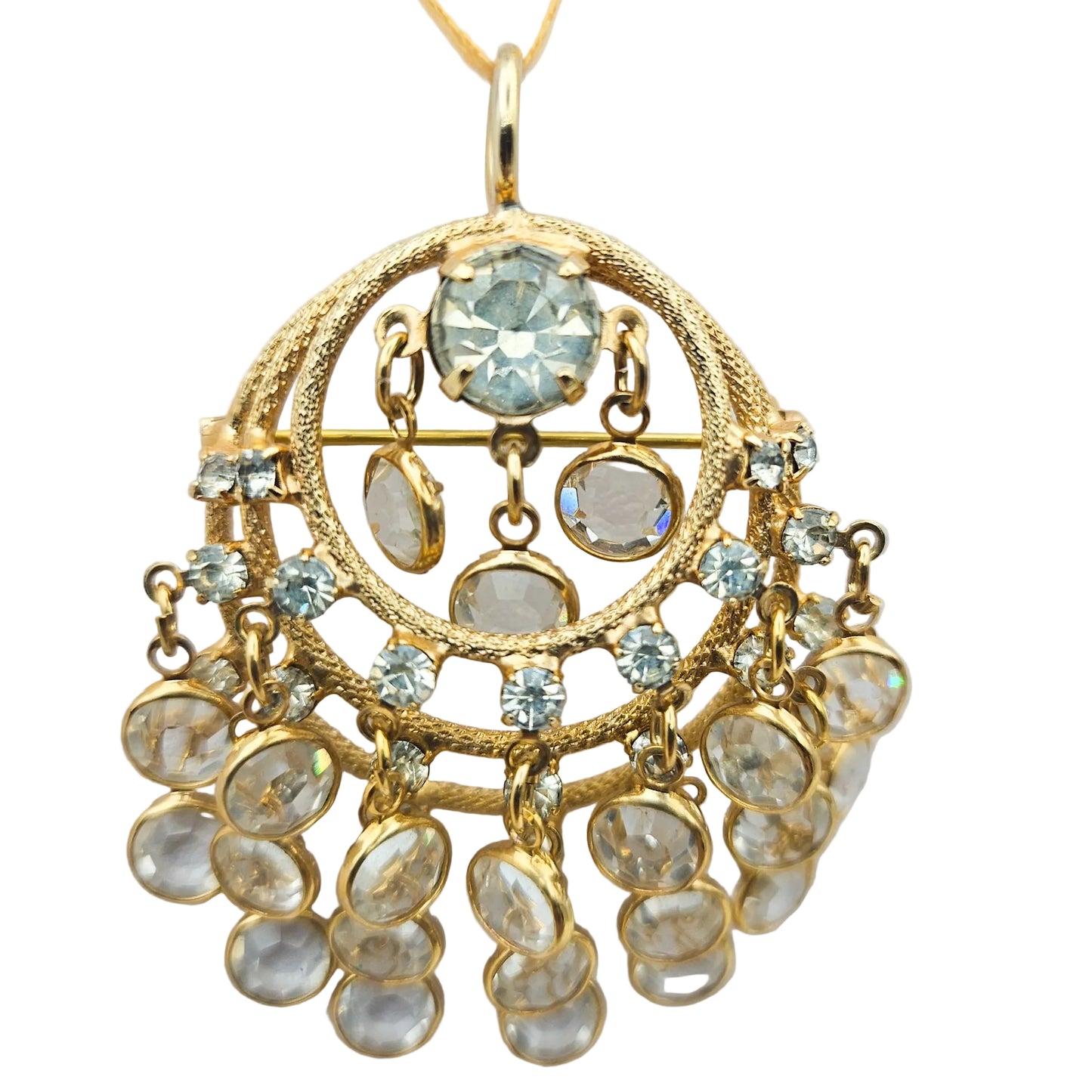 Juliana-Style White Rhinestone Cha Cha Convertible Pendant Brooch