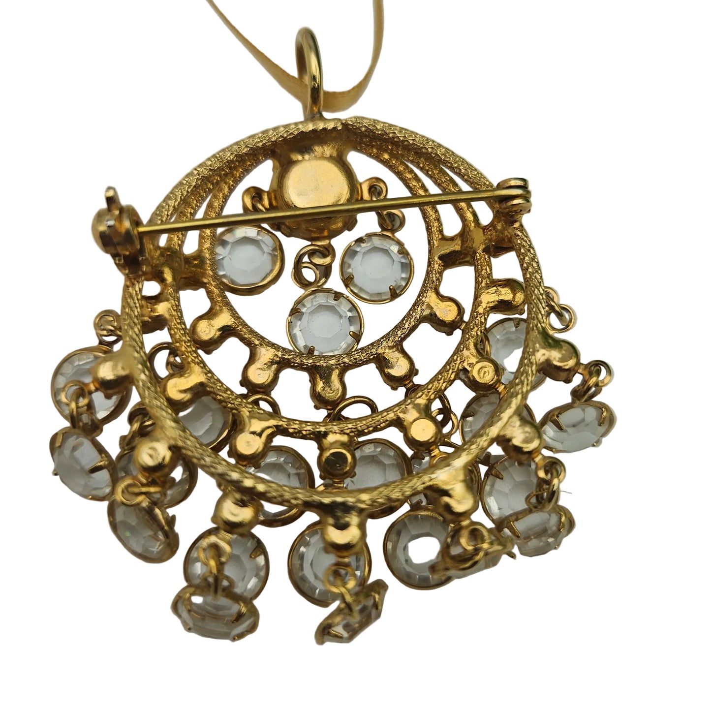 Attributed Juliana White Rhinestone Cha Cha Convertible Pendant Brooch