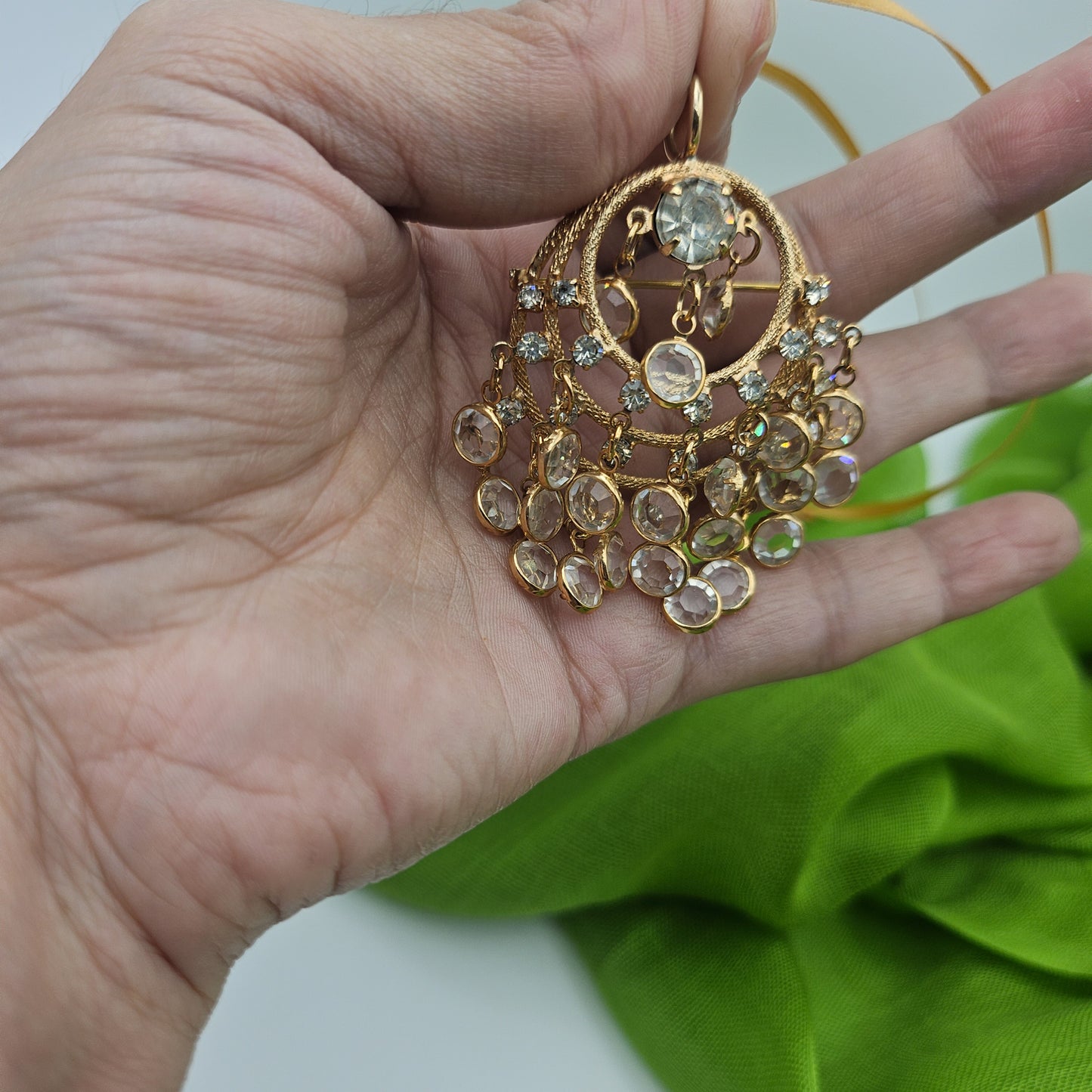 Attributed Juliana White Rhinestone Cha Cha Convertible Pendant Brooch