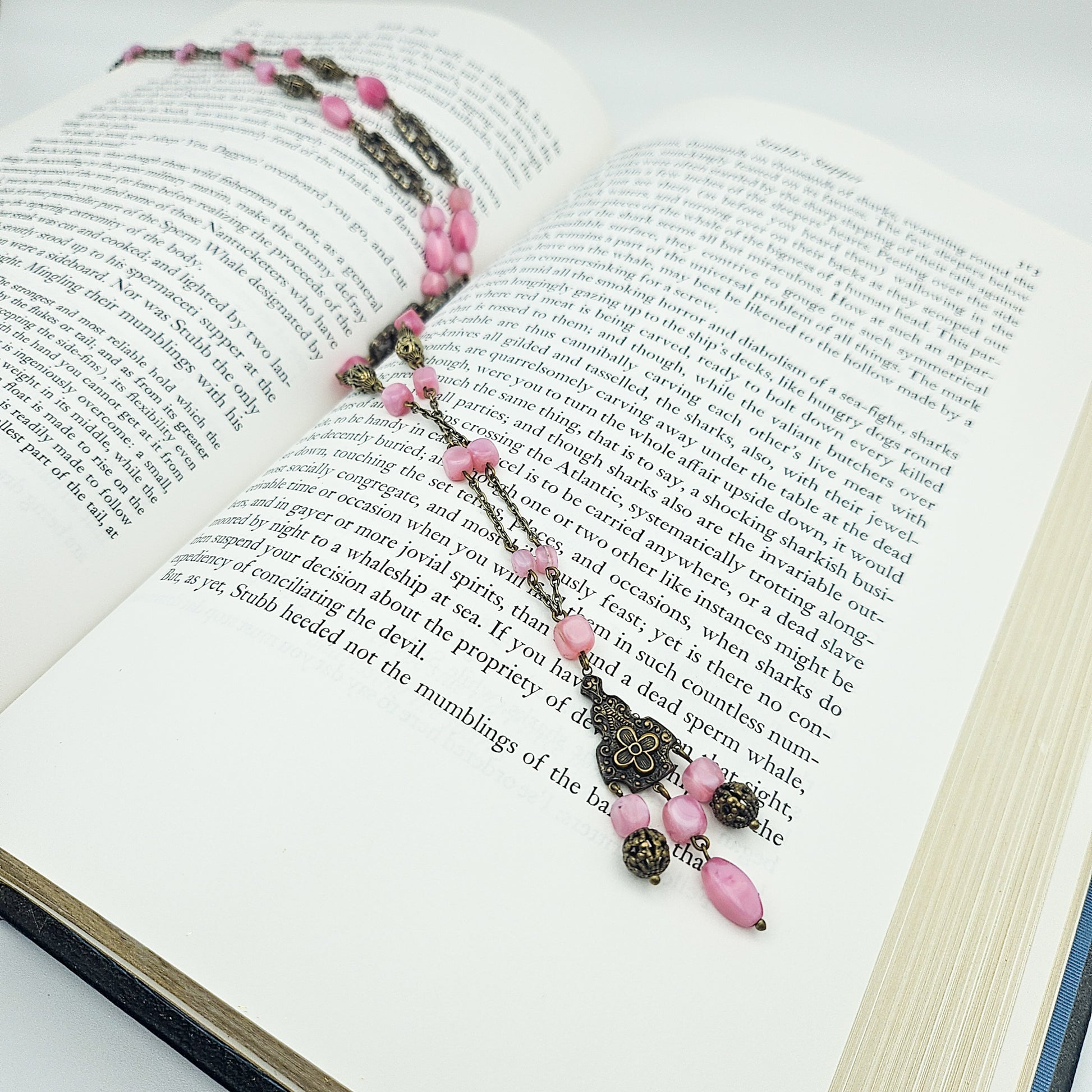 Pink Czech Uranium Glass Art Deco Necklace - necklace detail