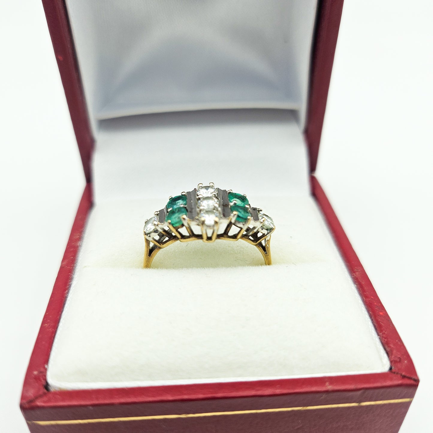Vintage 10k Emerald & CZ Art Deco-Style Ring | Vintage Estate Gold Jewelry