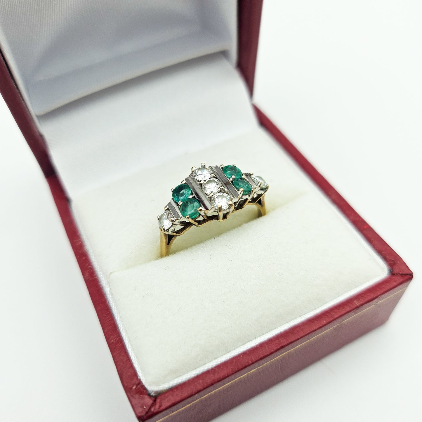 Vintage 10k Emerald & CZ Art Deco-Style Ring | Vintage Estate Gold Jewelry