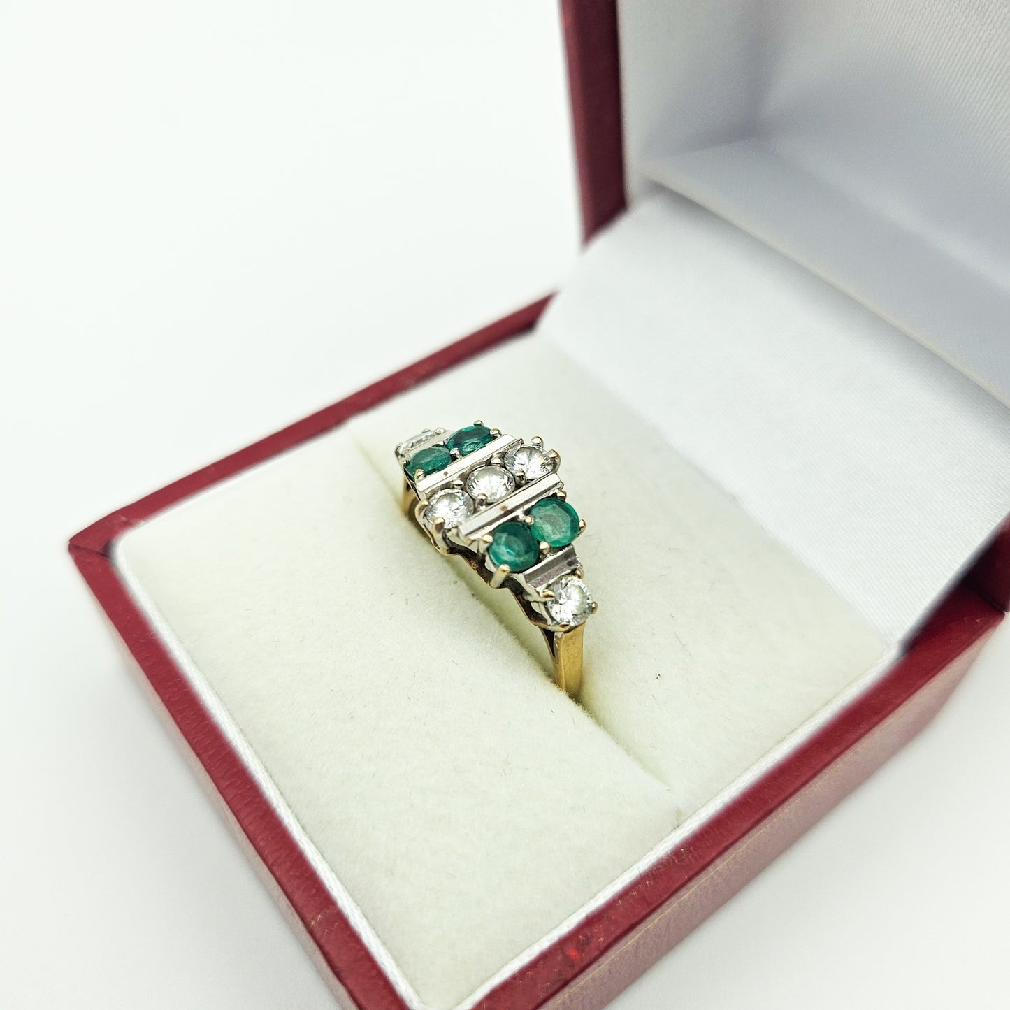 Vintage 10k Emerald & CZ Art Deco-Style Ring | Vintage Estate Gold Jewelry