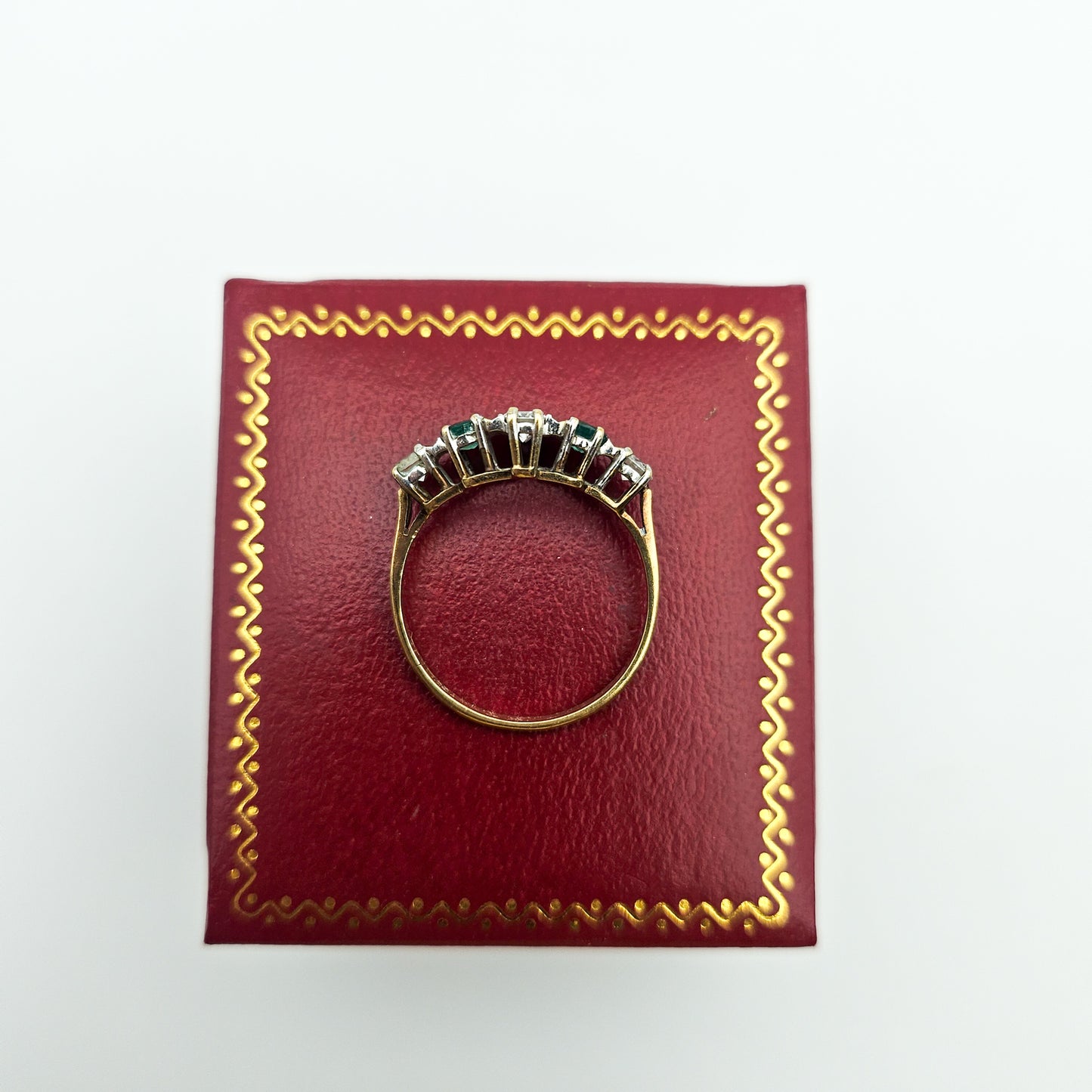 Vintage 10k Emerald & CZ Art Deco-Style Ring | Vintage Estate Gold Jewelry