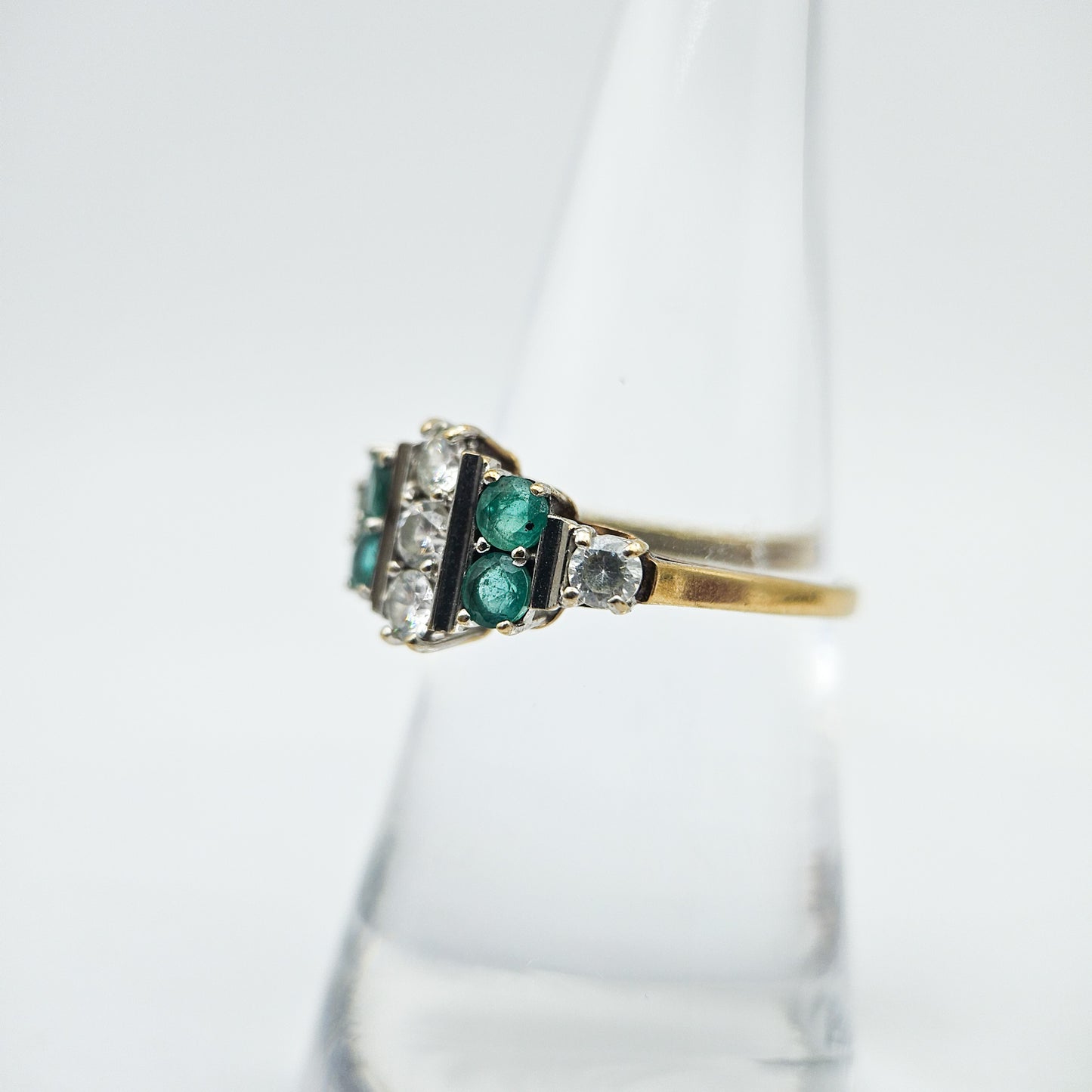 Vintage 10k Emerald & CZ Art Deco-Style Ring | Vintage Estate Gold Jewelry