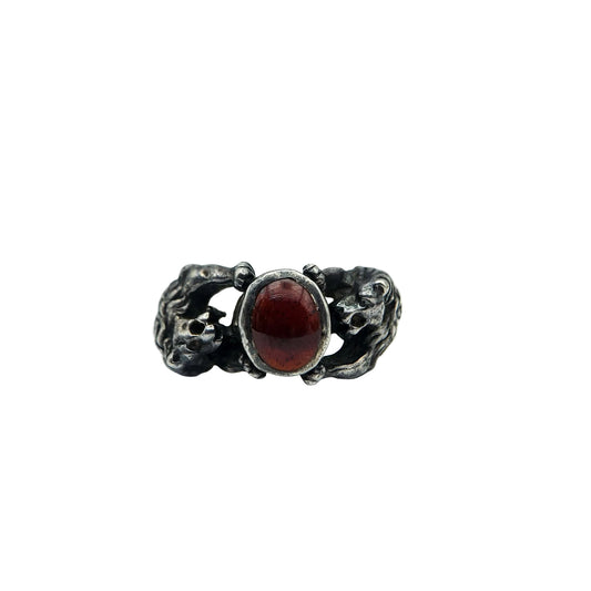 Red Stone Lion Ring | Vintage Men’s Statement Jewelry