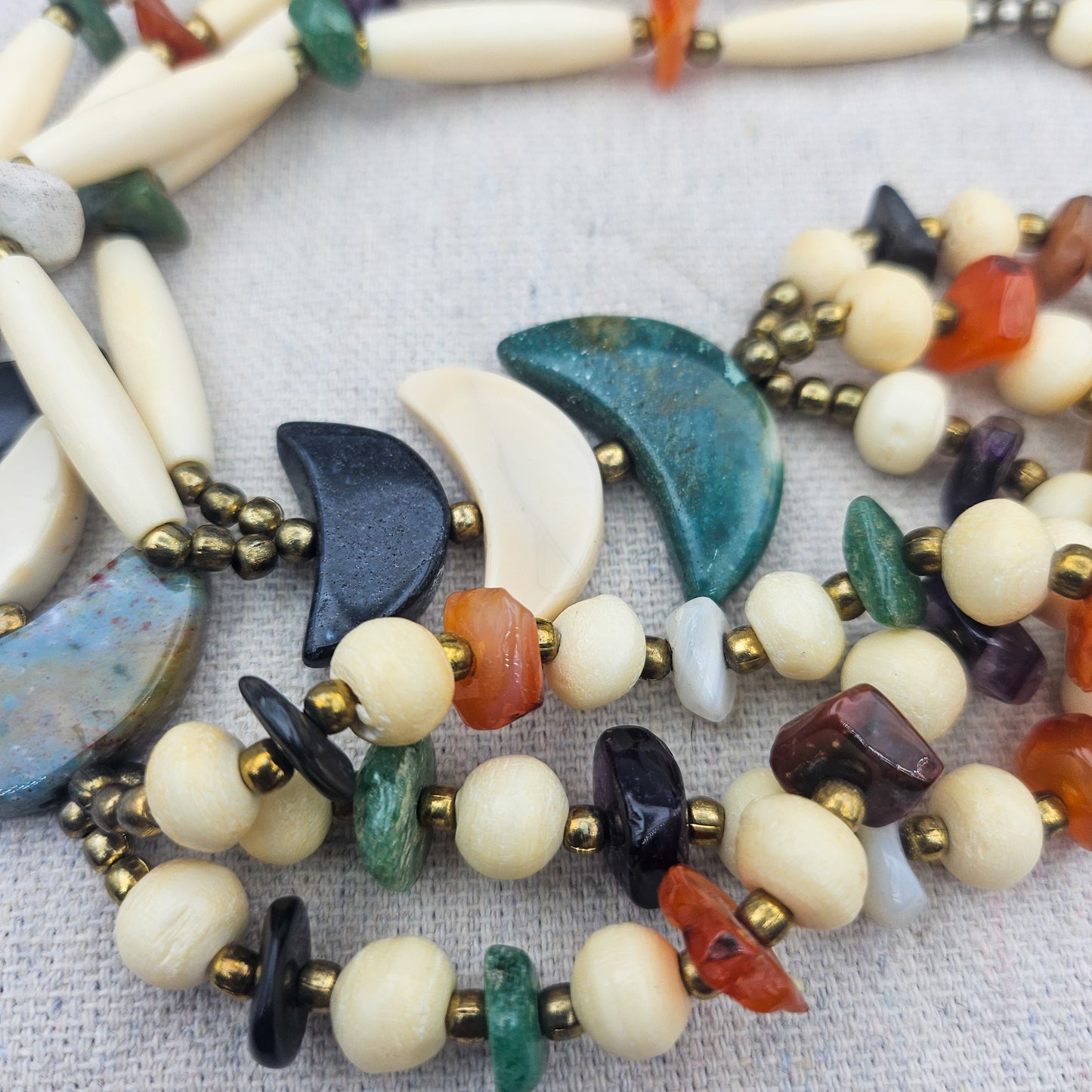 Vintage Southwestern-Style Multistrand Necklace | Gemstone Statement Jewelry