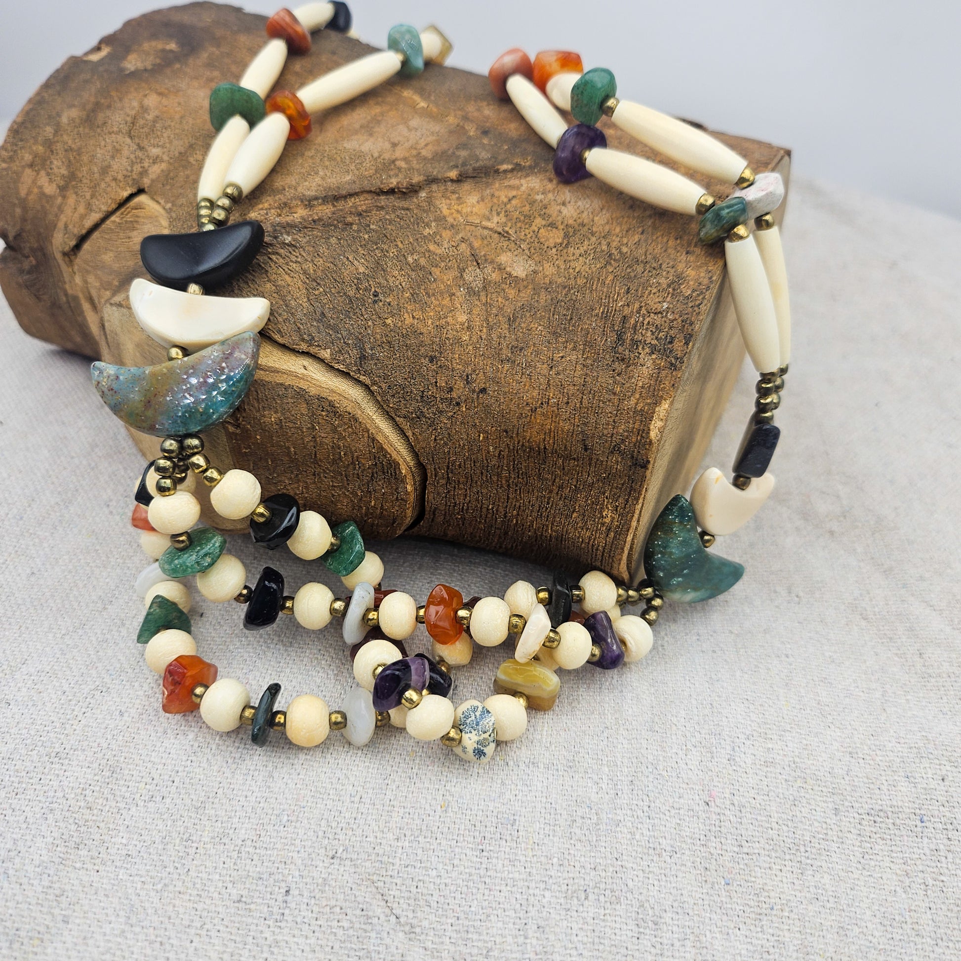 Vintage Southwestern-Style Multistrand Necklace | Gemstone Statement Jewelry