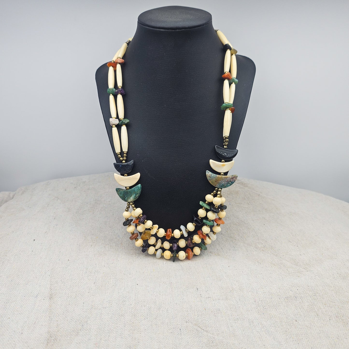 Vintage Southwestern-Style Multistrand Necklace | Gemstone Statement Jewelry