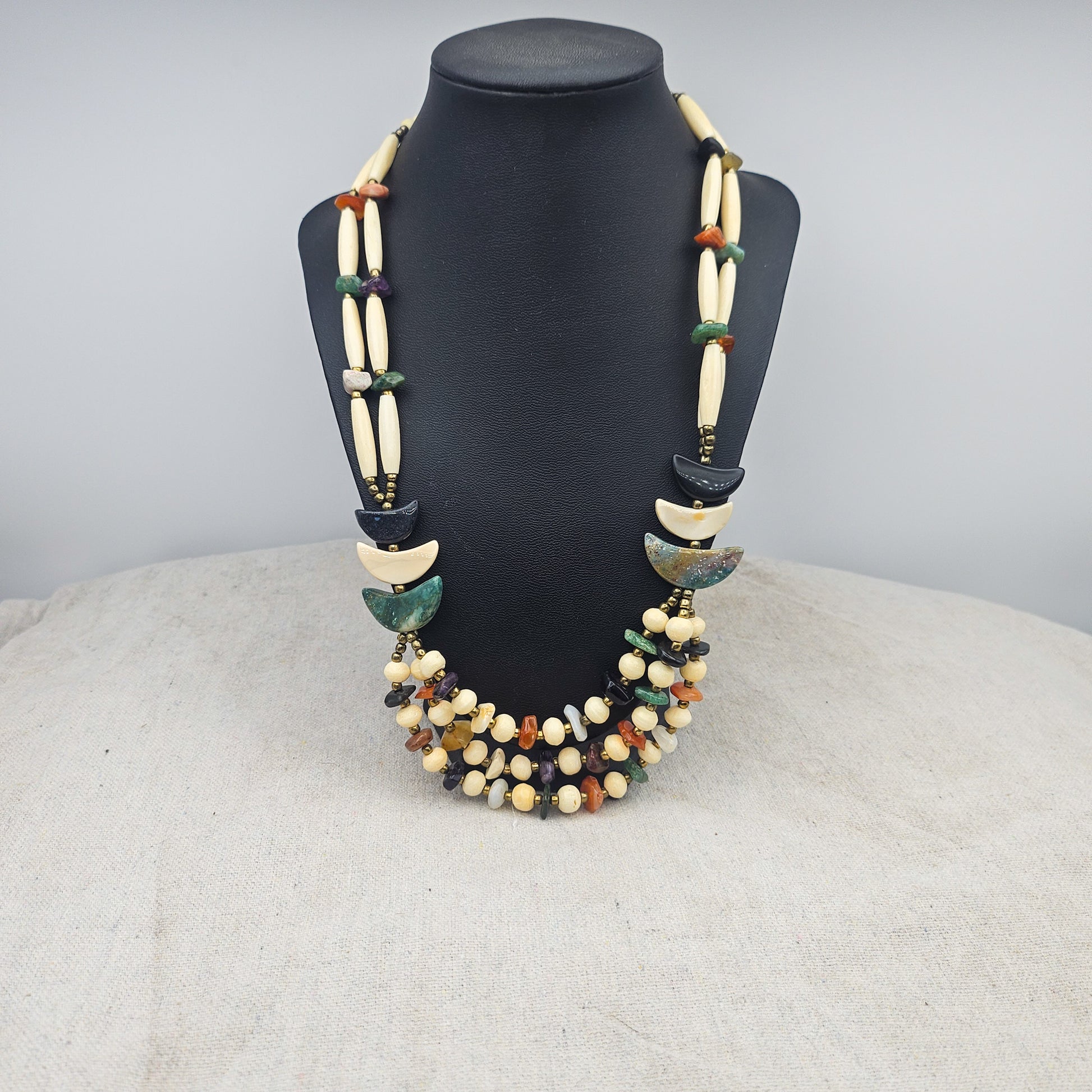 Vintage Southwestern-Style Multistrand Necklace | Gemstone Statement Jewelry