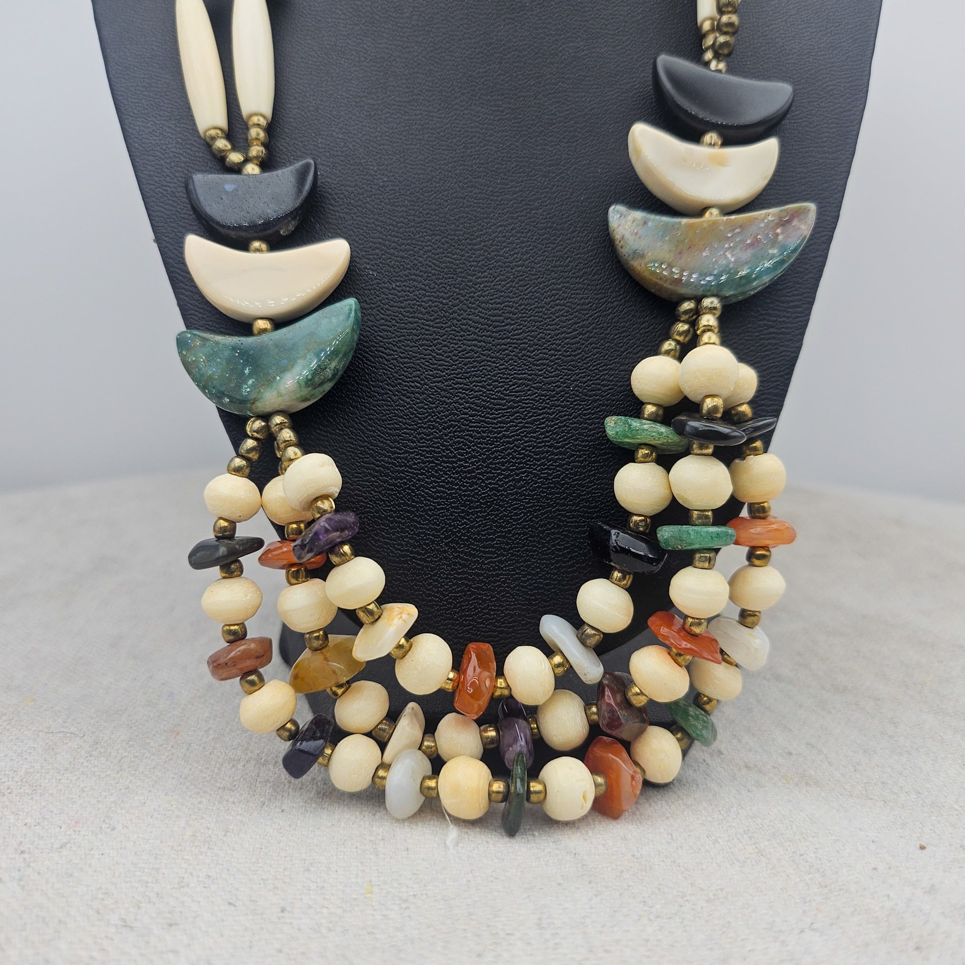 Vintage Southwestern-Style Multistrand Necklace | Gemstone Statement Jewelry