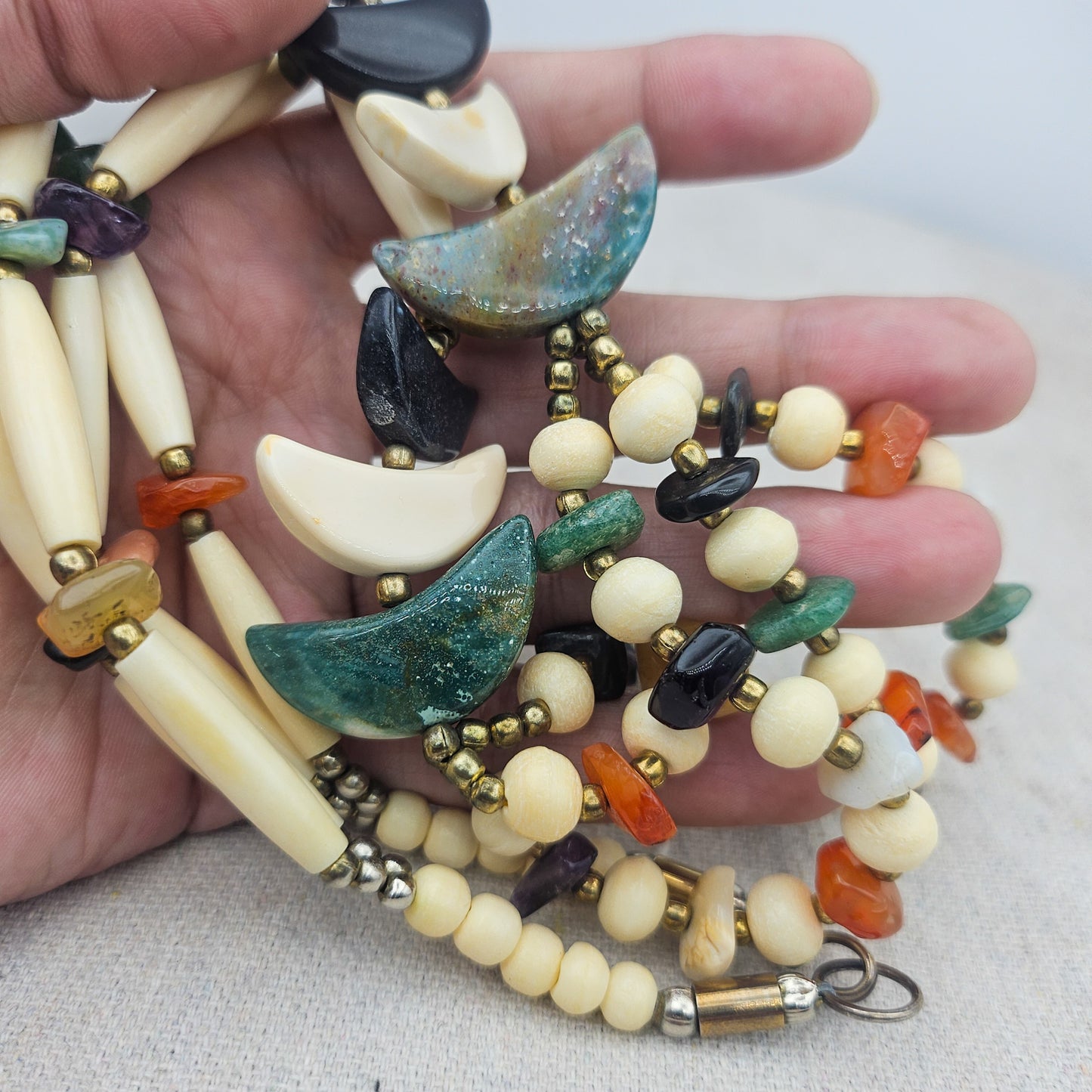 Vintage Southwestern-Style Multistrand Necklace | Gemstone Statement Jewelry