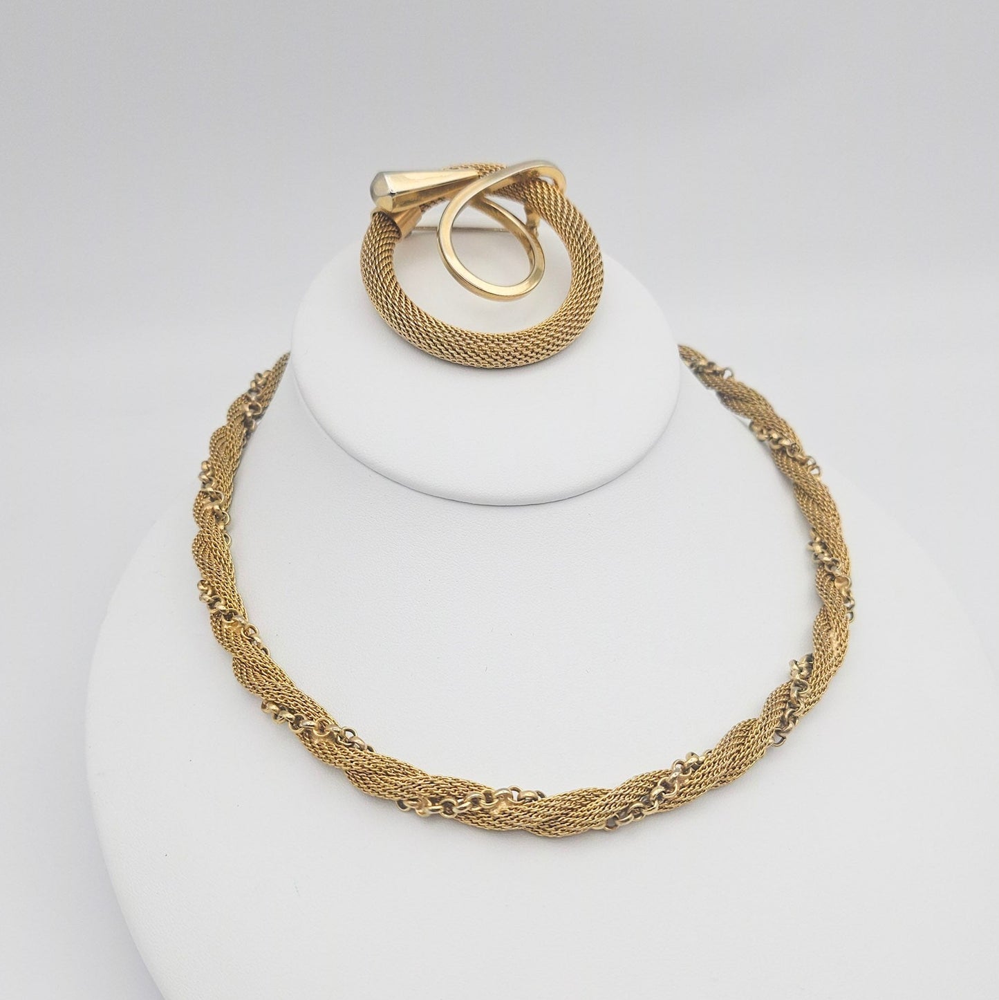 Kramer Signed Necklace & Brooch Set - Mid-Century Designer Costume vintage jewelry
