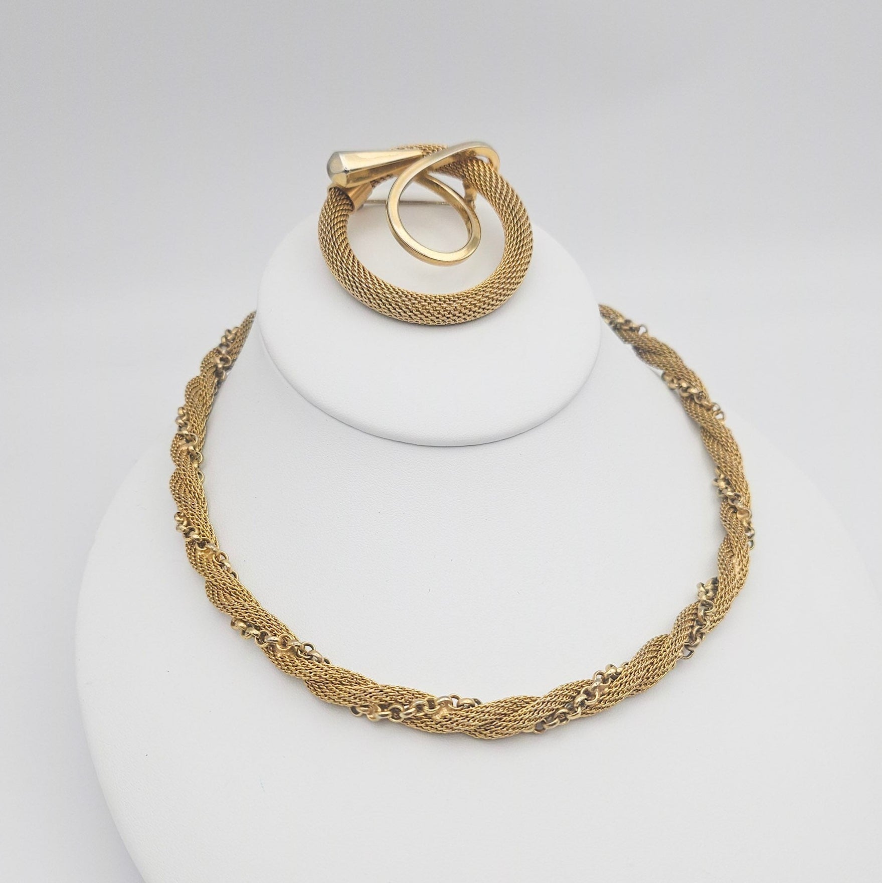 Kramer Signed Necklace & Brooch Set - Mid-Century Designer Costume vintage jewelry
