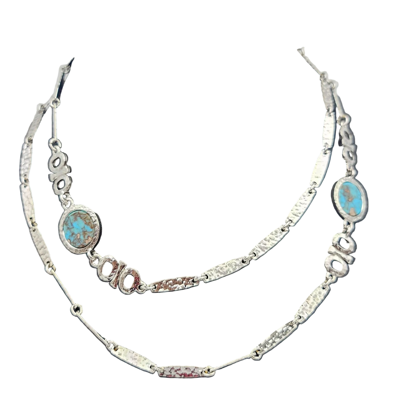 Sarah Coventry Signed Faux Turquoise Necklace | Silver-Tone Boho Jewelry
