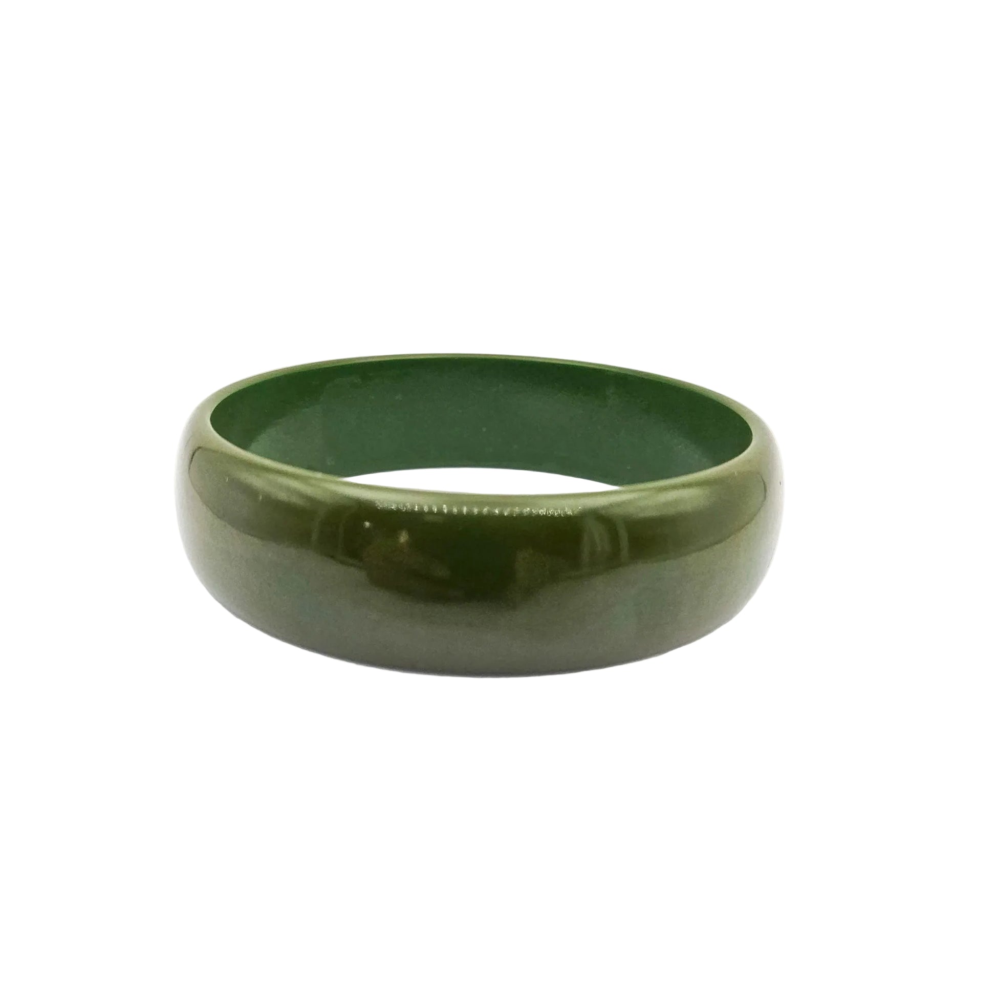 Spinach Green Medium-Wide Bakelite Bangle - Art Deco / Mid-Century Collectible Plastics vintage jewelry