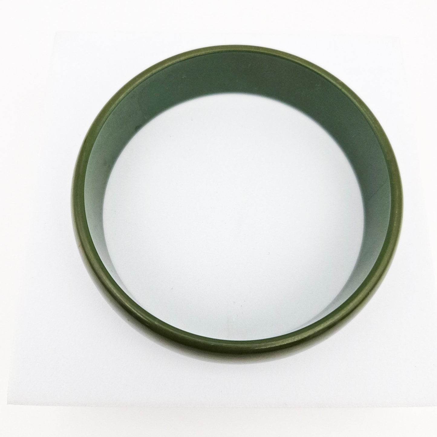 Spinach Green Medium-Wide Bakelite Bangle - bangle bracelet detail