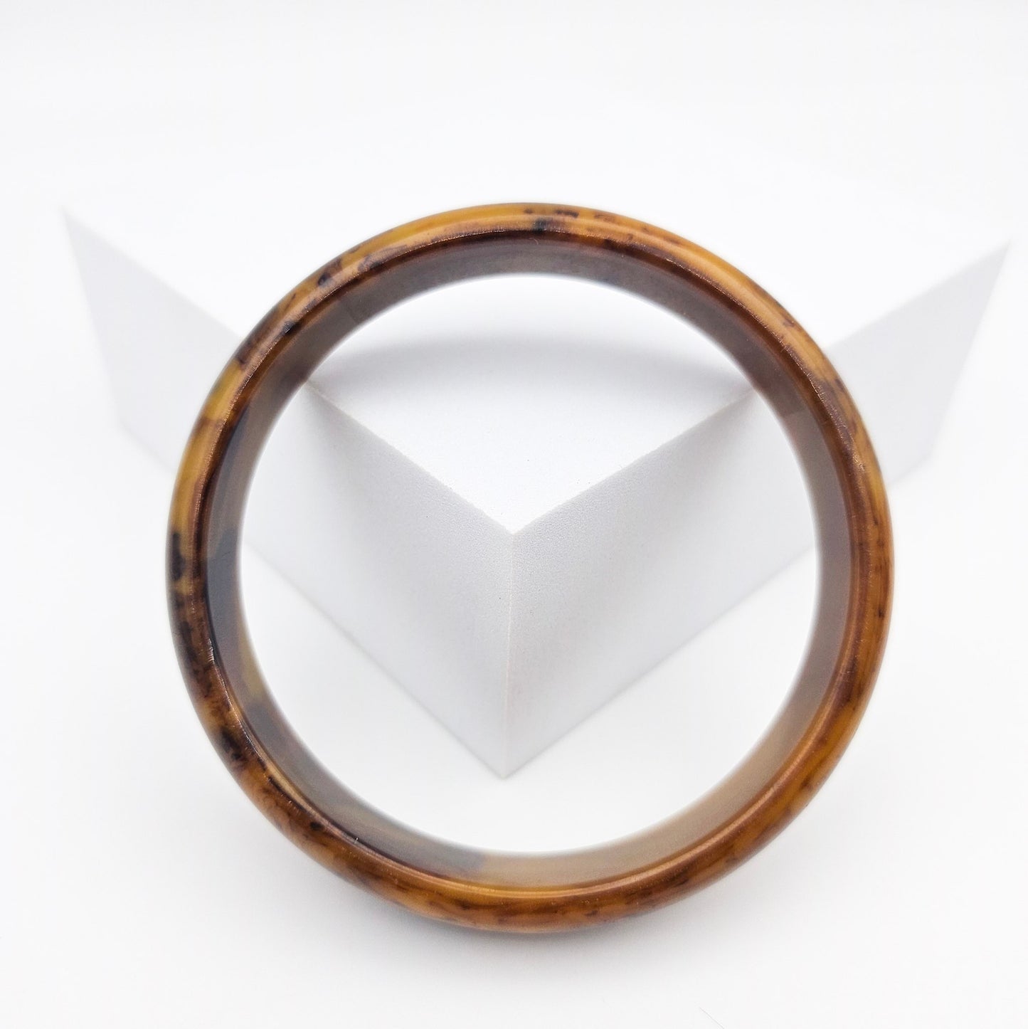 Brown Marbled Bakelite Bangle - bangle bracelet detail