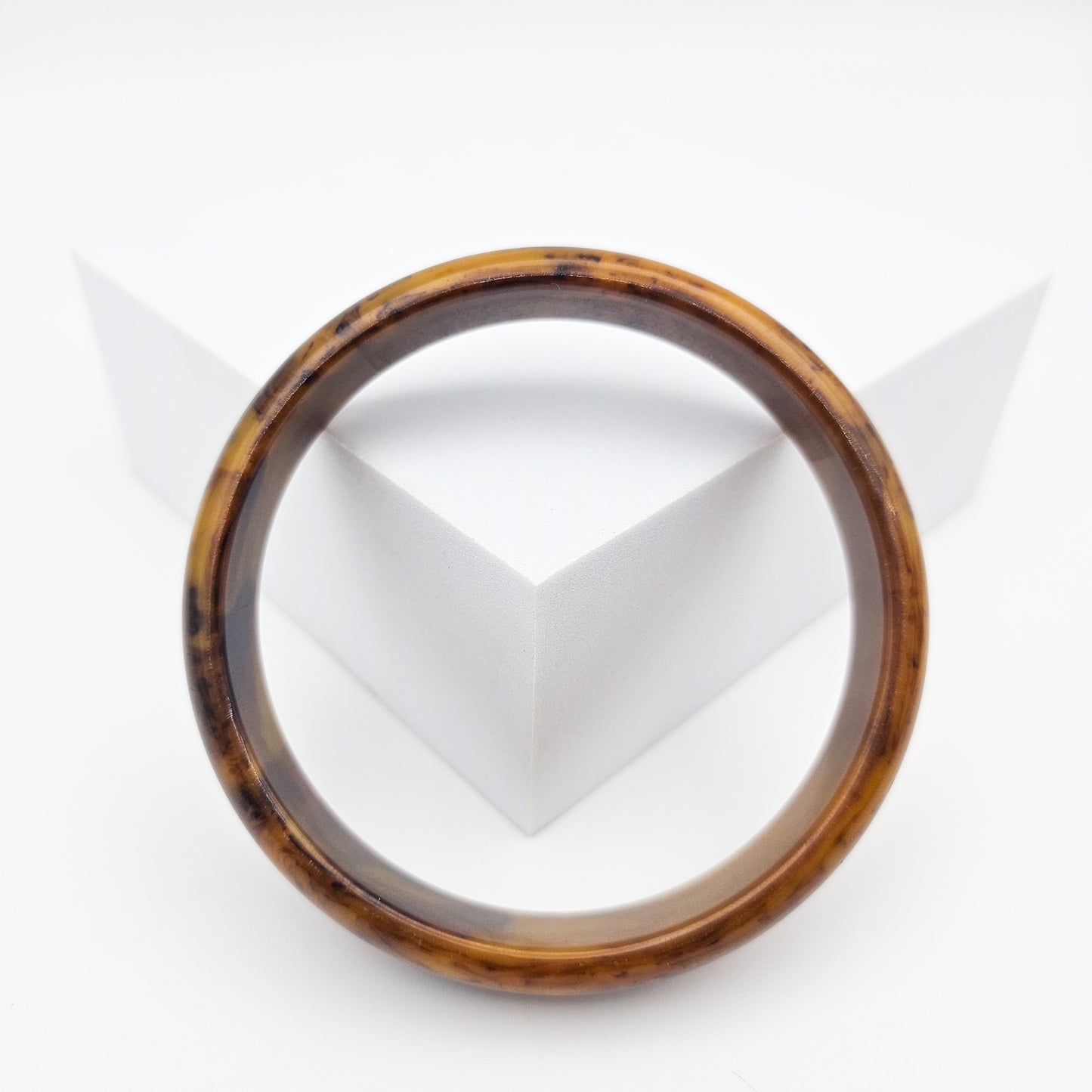 Brown Marbled Bakelite Bangle - bangle bracelet detail