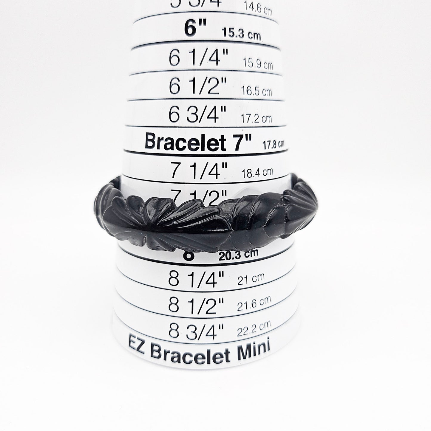 Black Floral Slim Carved Bangle | Vintage Plastic Bracelet