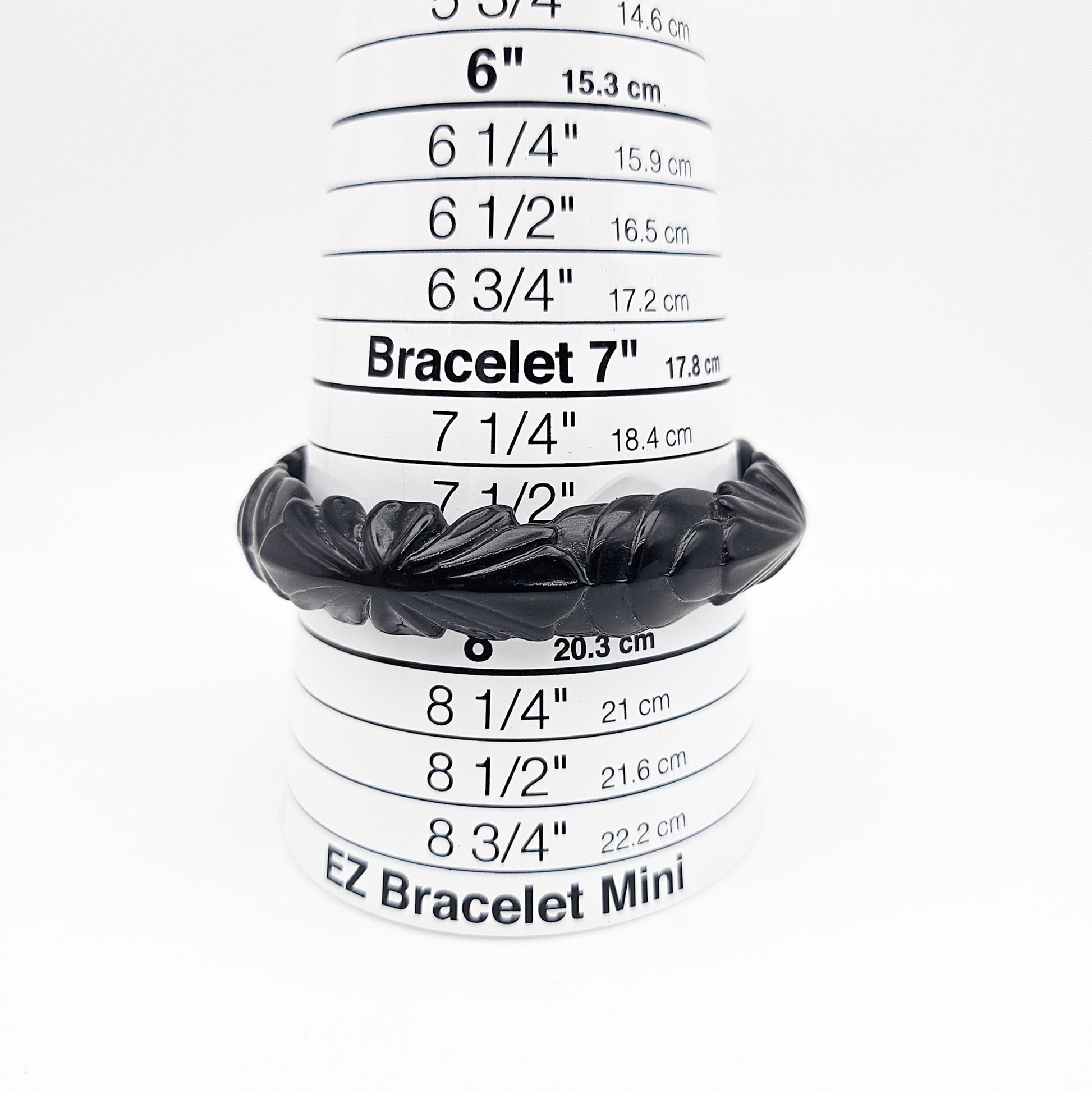 Black Floral Slim Carved Bangle | Vintage Plastic Bracelet