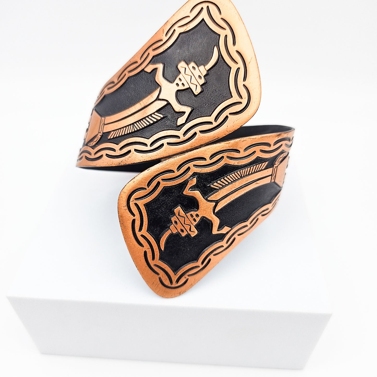 Vintage Copper Southwestern Bangle | Rain Cloud Mark Bypass Bracelet
