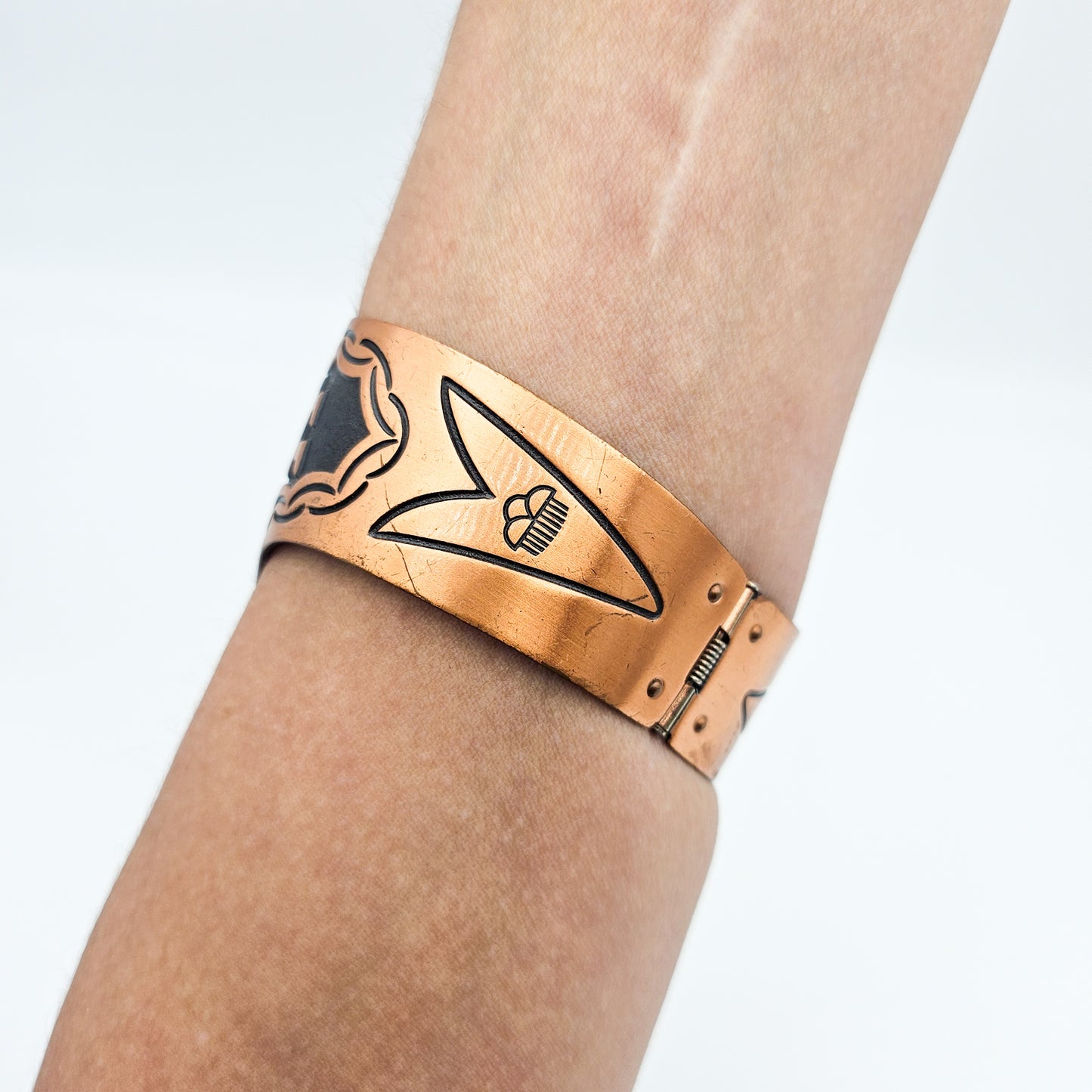 Vintage Copper Bangle with Rain Cloud Mark | Southwestern-Style Bracelet