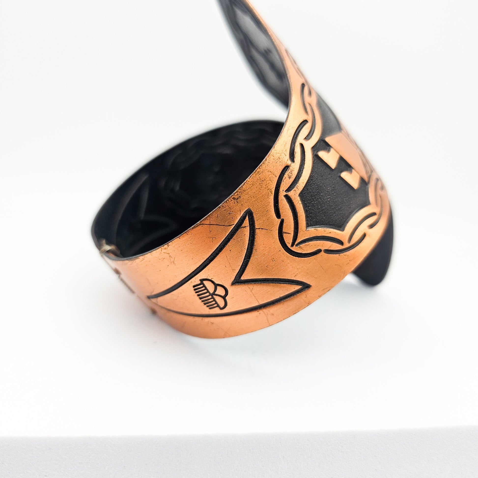 Vintage Copper Bangle with Rain Cloud Mark | Southwestern-Style Bracelet