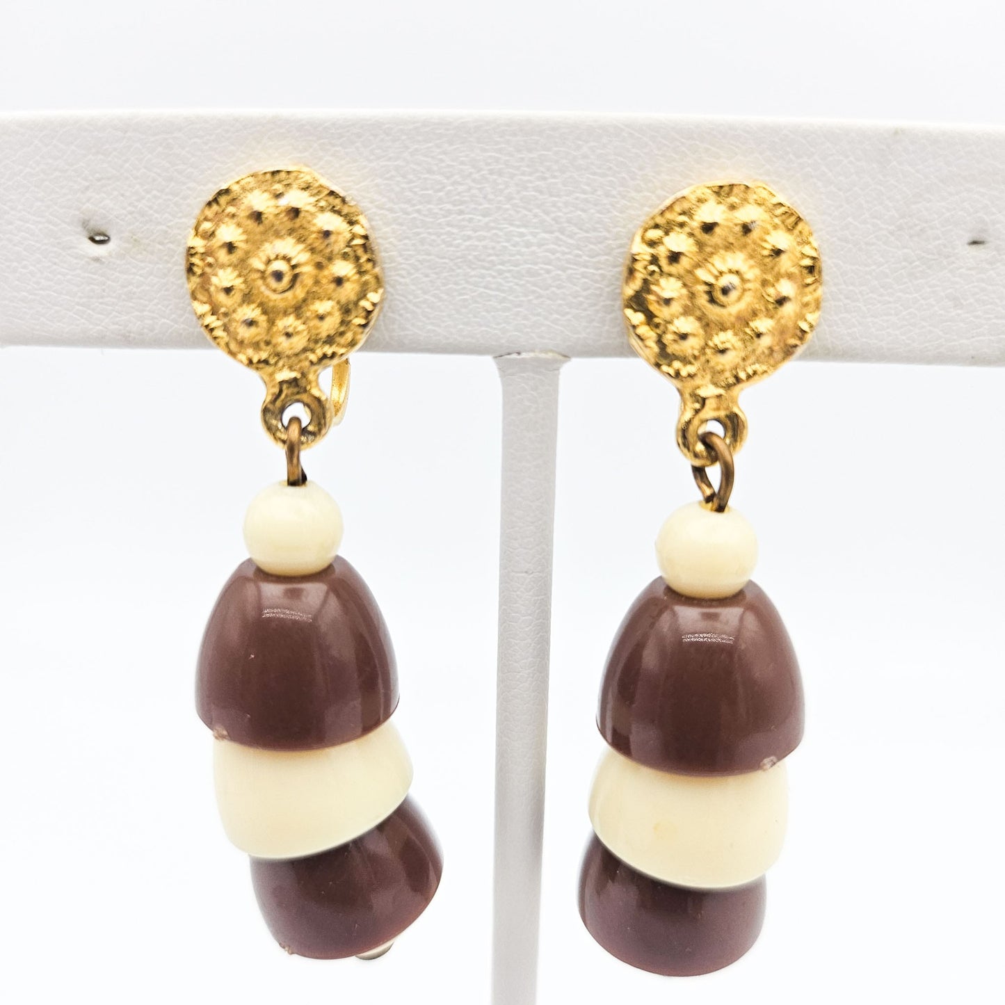 Vintage Early Plastic Dangle Drop Clip-On Earrings | Collectible Jewelry