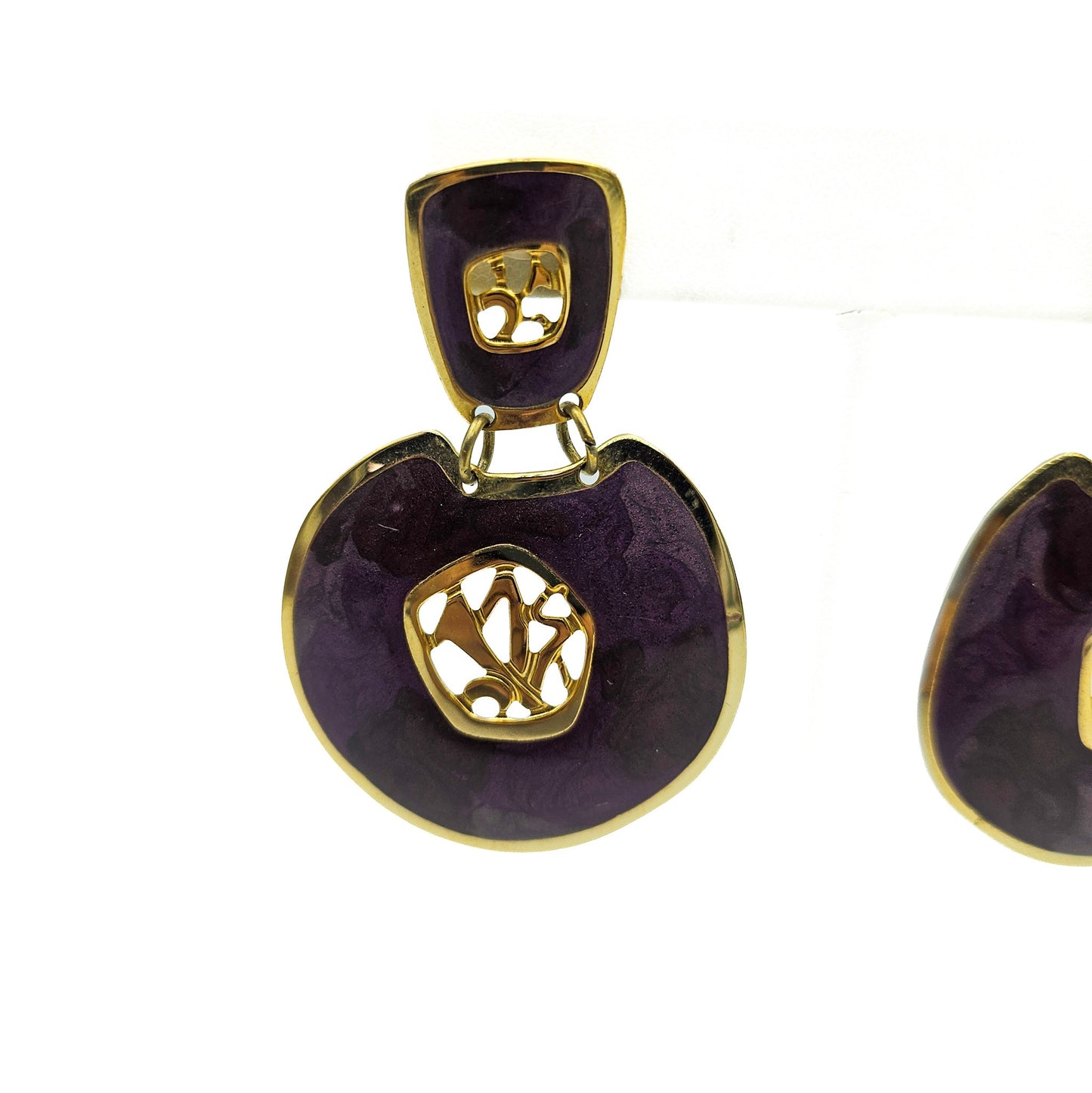 Signed Edgar Berebi Purple Dangle Earrings | Postmodern Designer Jewelry
